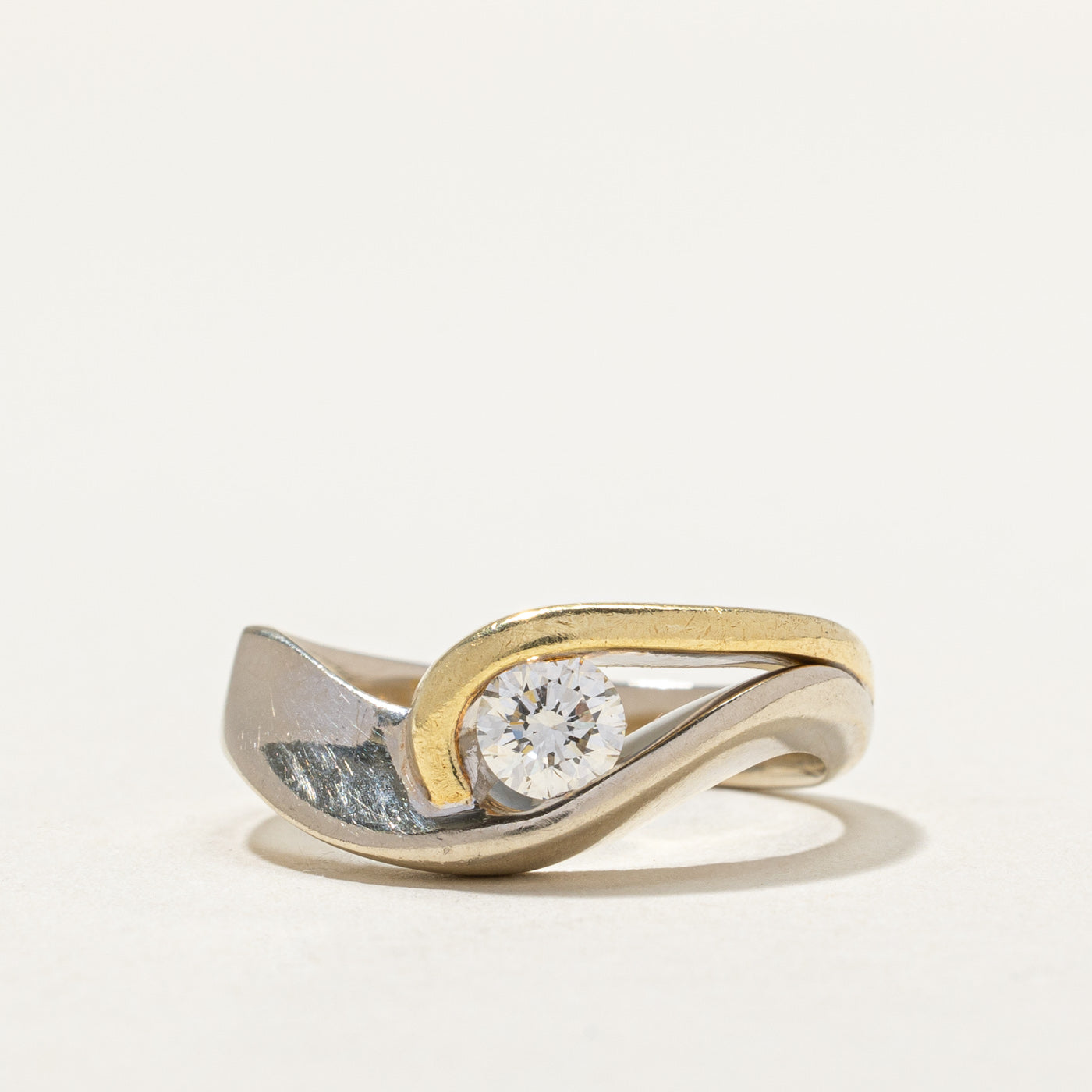 Two Tone Gold Diamond Wave Ring | 0.36ct | SZ 7.5 |