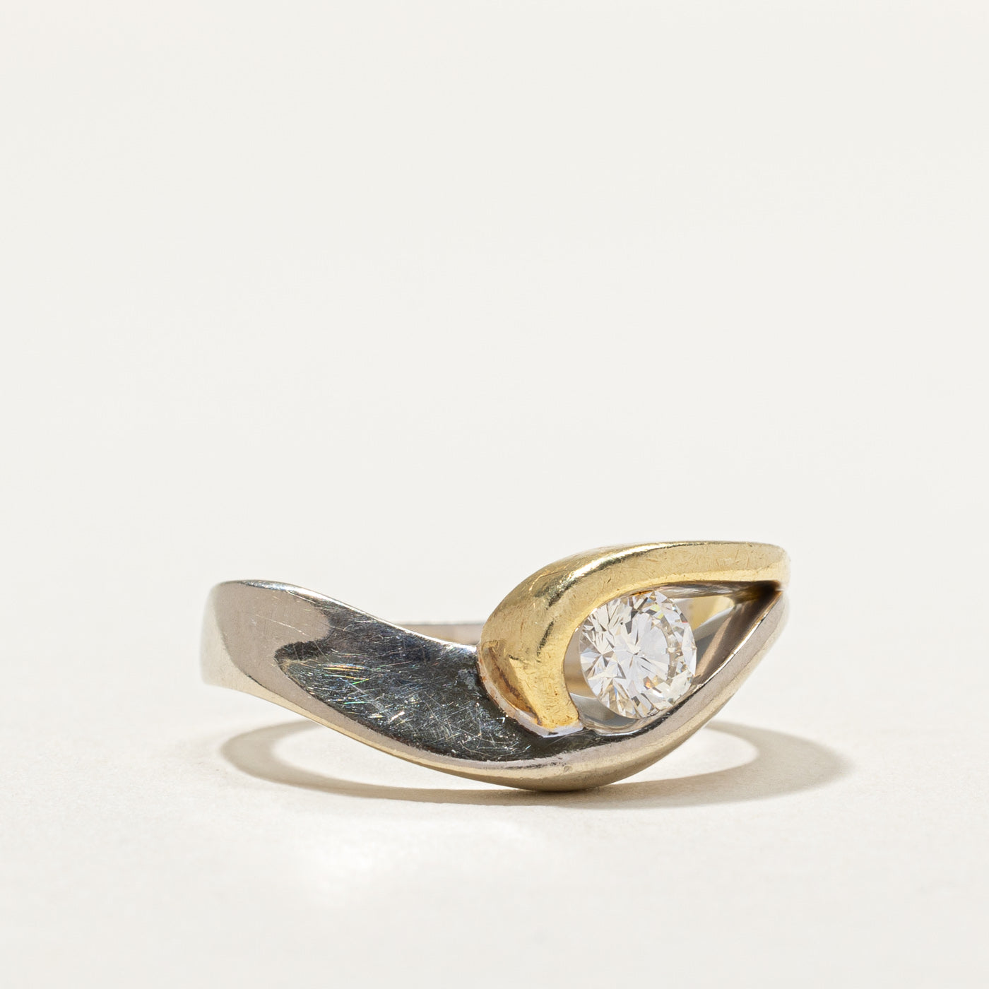 Two Tone Gold Diamond Wave Ring | 0.36ct | SZ 7.5 |