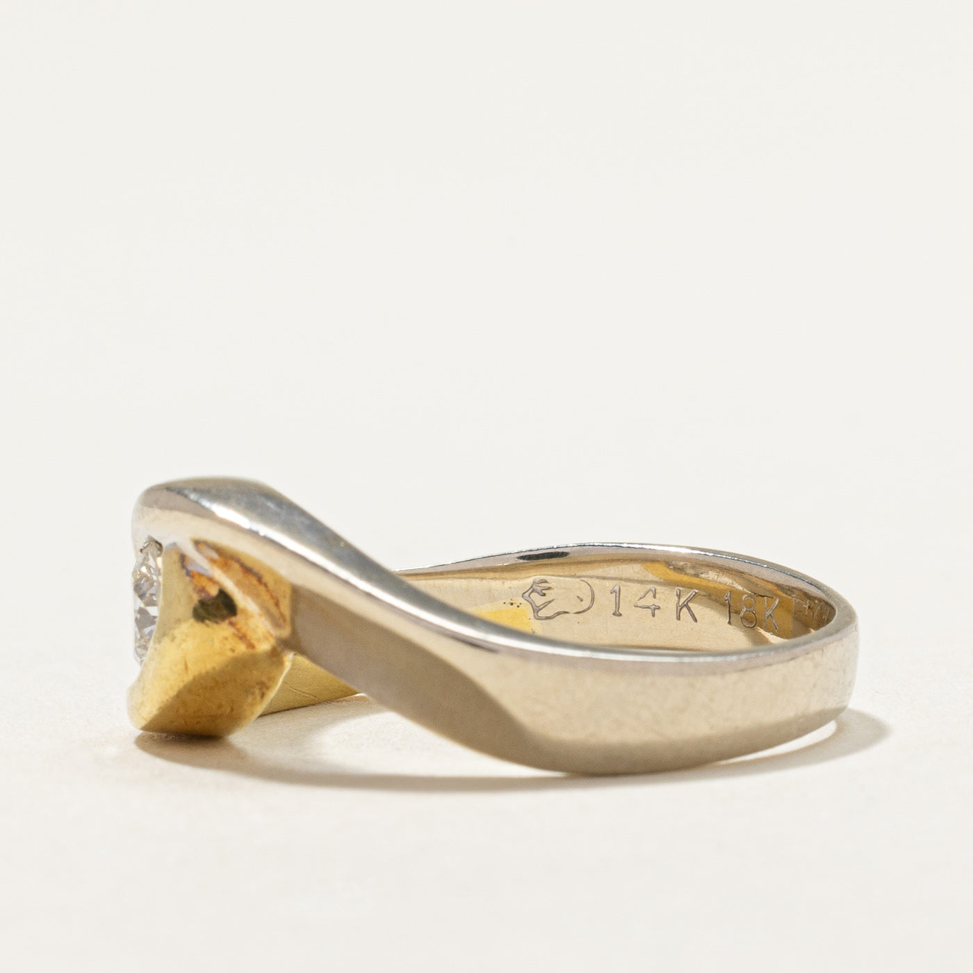 Two Tone Gold Diamond Wave Ring | 0.36ct | SZ 7.5 |