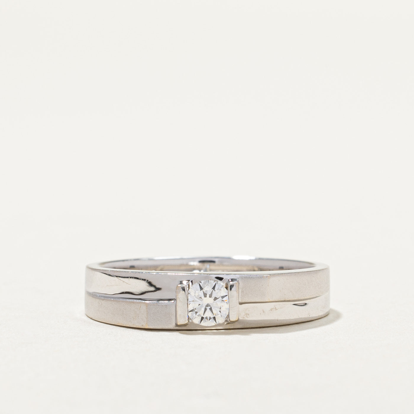 18k White Gold Tension Set Diamond Ring | 0.18ct | SZ 7.75 |