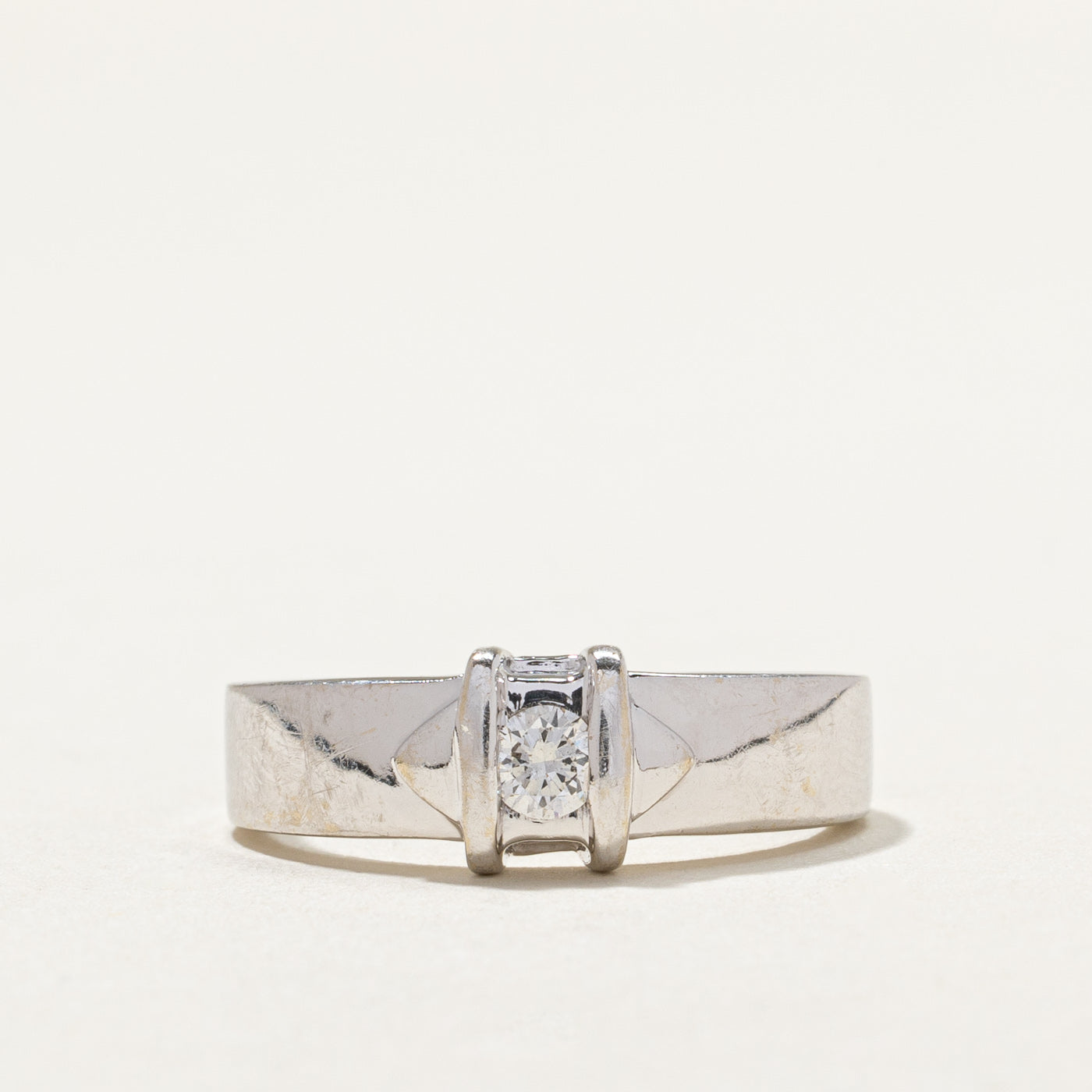 18k White Gold Tension Set Diamond Ring | 0.13ct | SZ 6.25 |