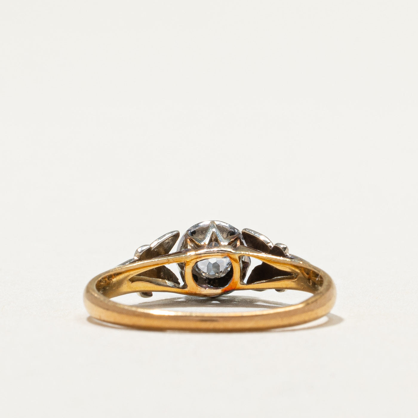 Bague en or bicolore avec diamant taille ancienne européenne | 0,18 ct | Taille 5,25 |