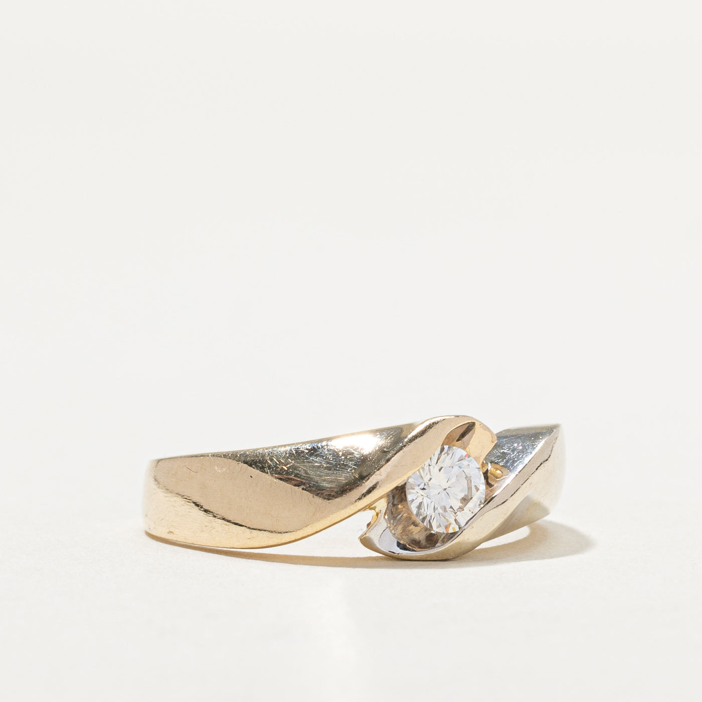 Two Tone Gold Diamond Bypass Ring | 0.30ct | SZ 8.5 |
