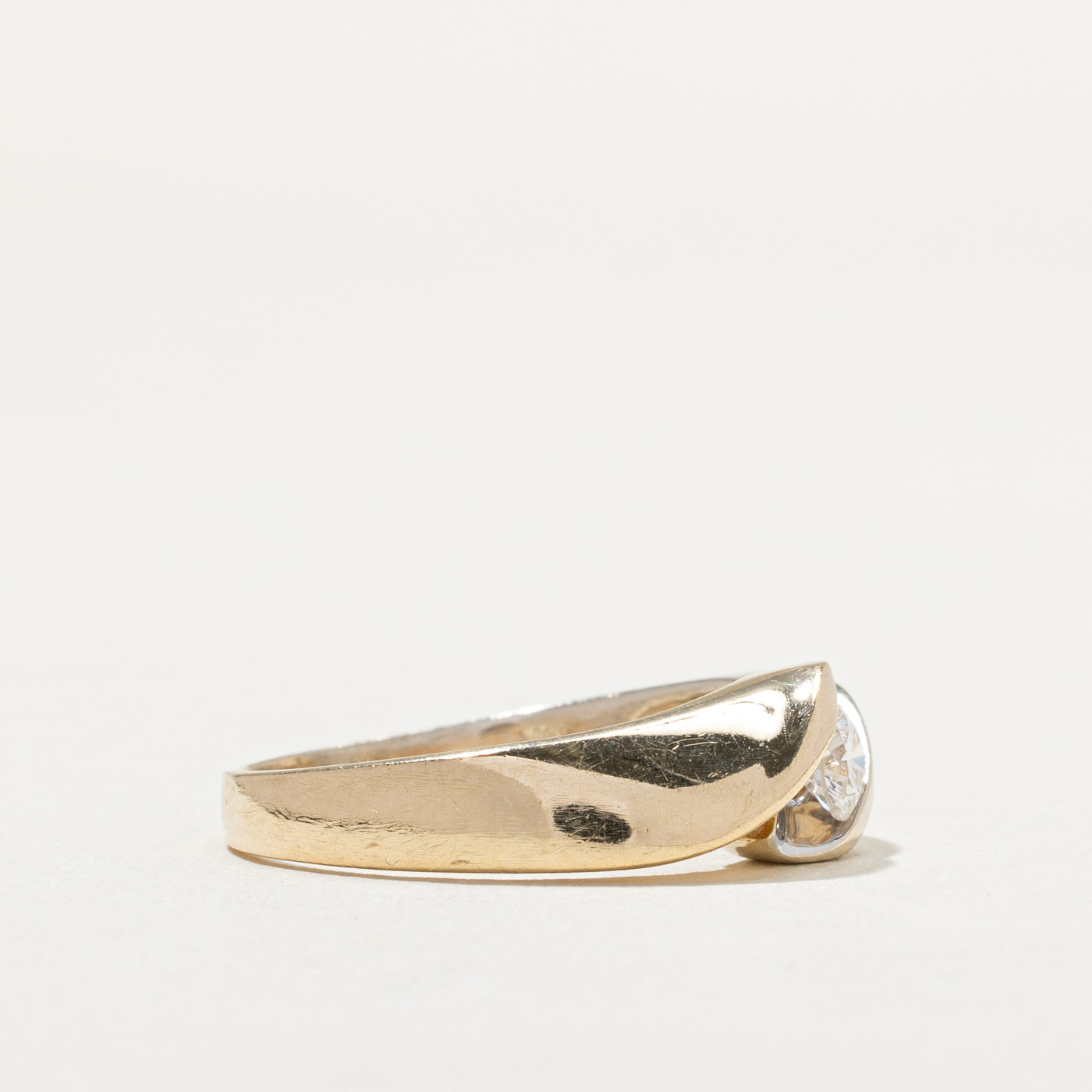 Two Tone Gold Diamond Bypass Ring | 0.30ct | SZ 8.5 |