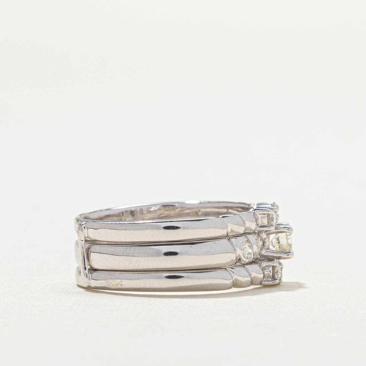 14k White Gold Diamond Wedding Ring Set | 0.17ct, 0.20ctw | SZ 6.5 |