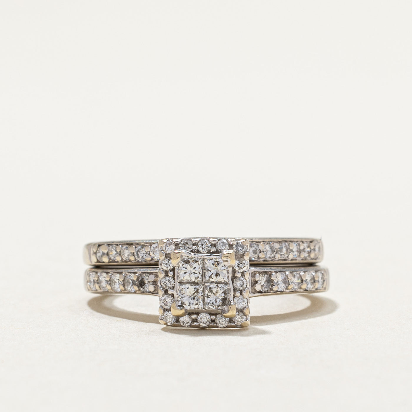 14k Illusion Set Diamond Wedding Ring Set | 0.24ctw, 0.30ctw | SZ 4.5 |