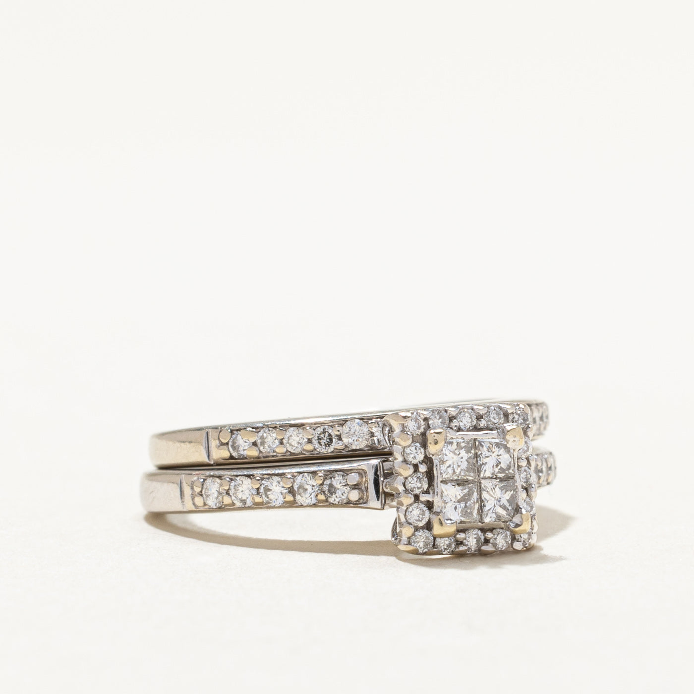14k Illusion Set Diamond Wedding Ring Set | 0.24ctw, 0.30ctw | SZ 4.5 |