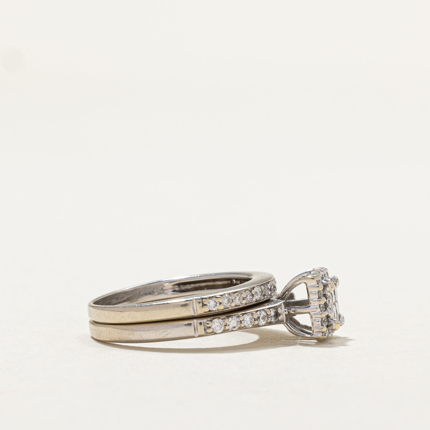 14k Illusion Set Diamond Wedding Ring Set | 0.24ctw, 0.30ctw | SZ 4.5 |