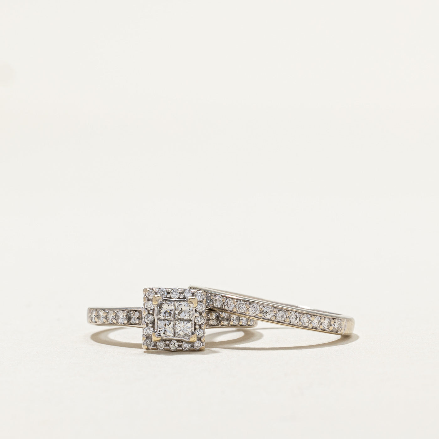 14k Illusion Set Diamond Wedding Ring Set | 0.24ctw, 0.30ctw | SZ 4.5 |