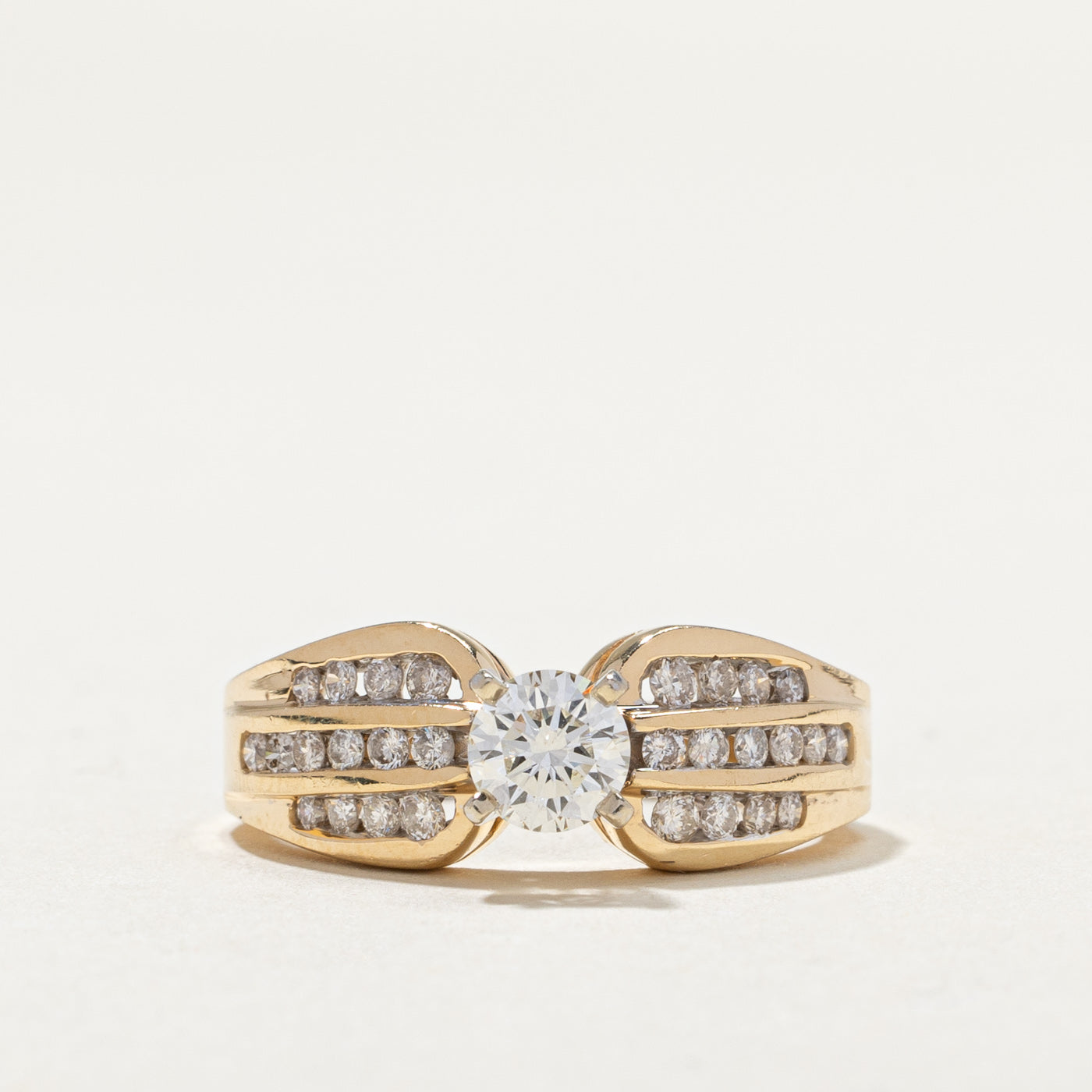 14k High Set Diamond Reverse Tapered Ring | 0.44ct, 0.35ctw | SZ 6.25 |