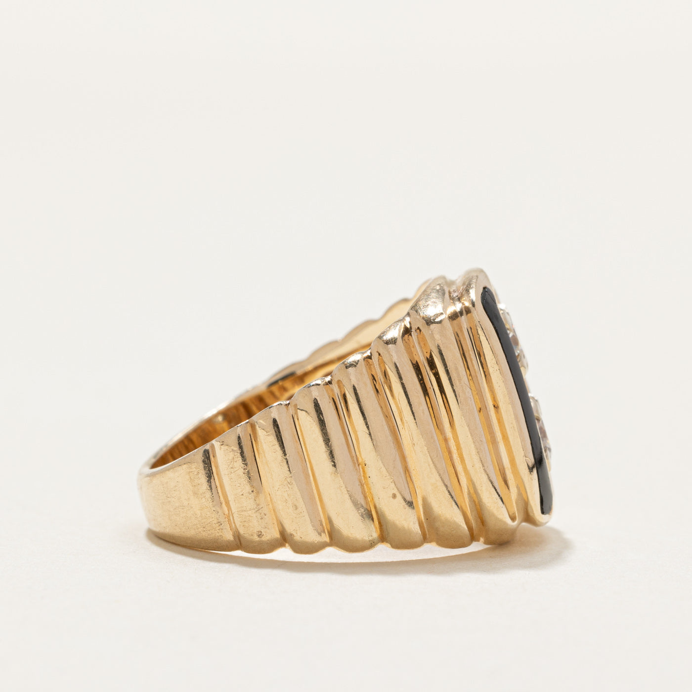 Two Stone Diamond Column Grooved Ring | 0.72ctw | SZ 8.25