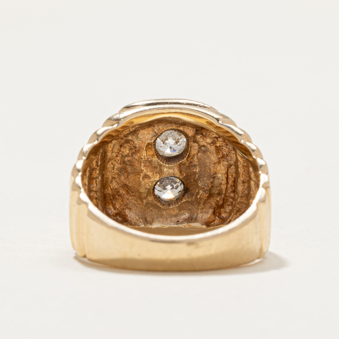 Two Stone Diamond Column Grooved Ring | 0.72ctw | SZ 8.25