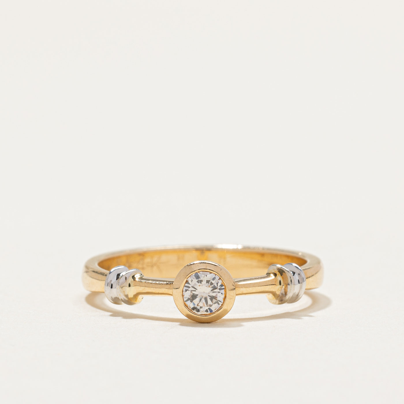 Bezel Set Diamond Grooved Ring | 0.20ct | SZ 8