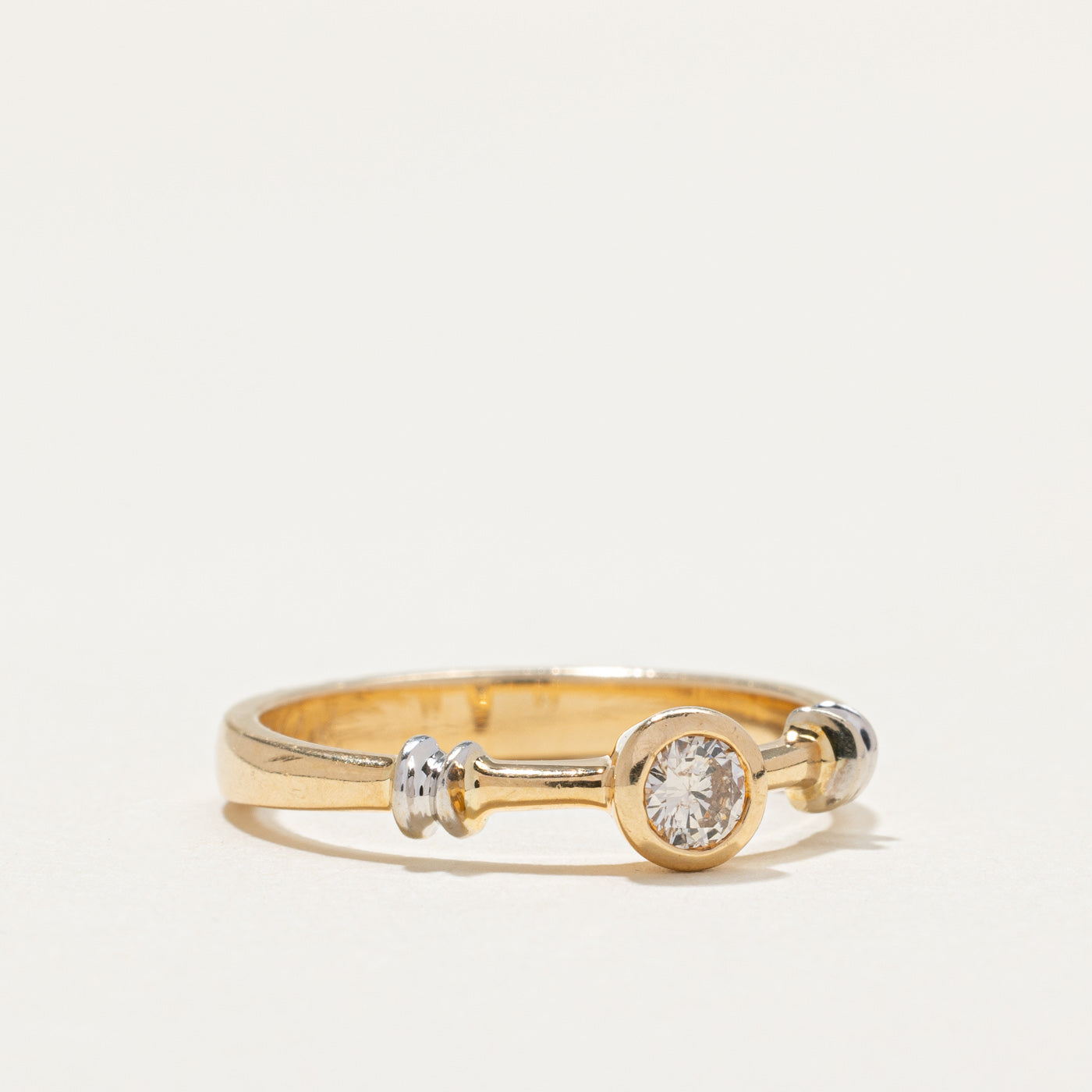 Bezel Set Diamond Grooved Ring | 0.20ct | SZ 8