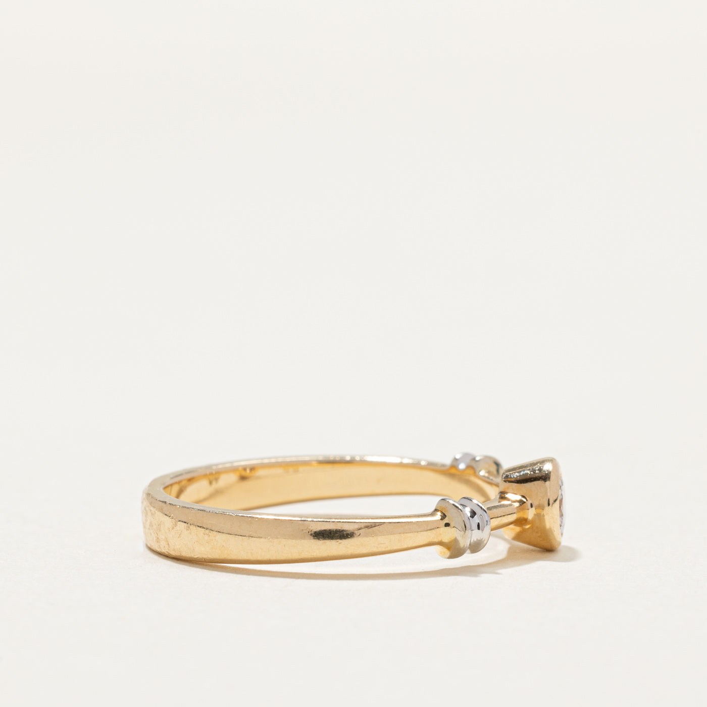 Bezel Set Diamond Grooved Ring | 0.20ct | SZ 8