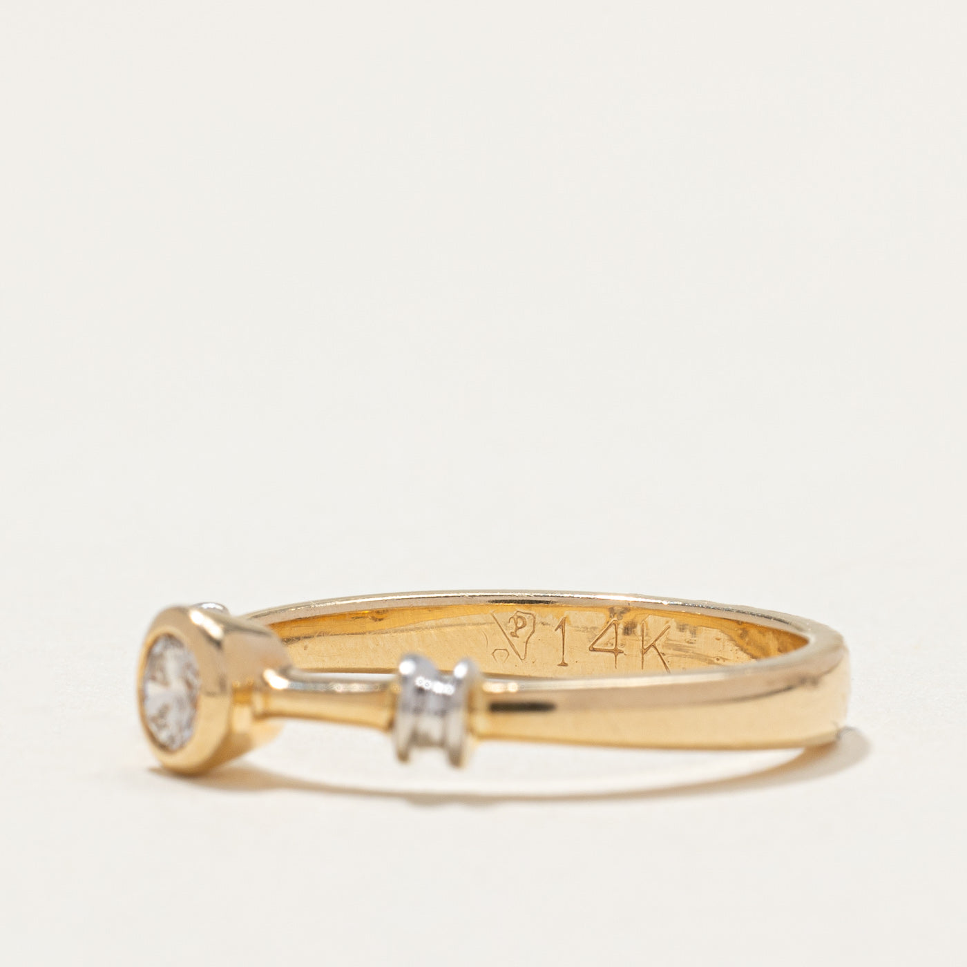Bezel Set Diamond Grooved Ring | 0.20ct | SZ 8