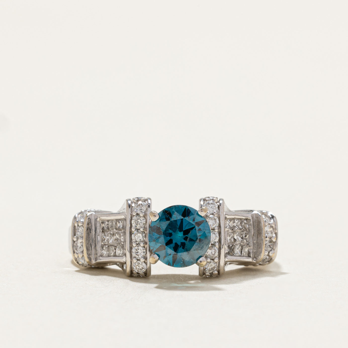 Bague de fiançailles en diamant bleu | 1,38 ct | Taille 4,75