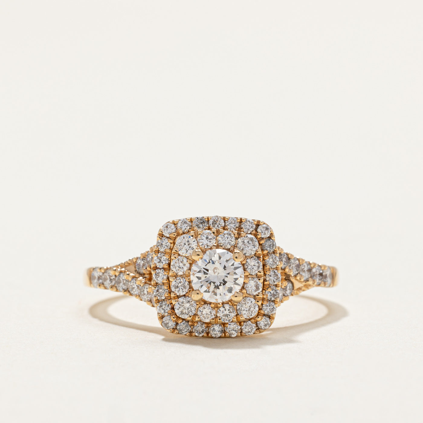 Diamond Double Halo Tapered Engagement Ring | 0.92ctw | SZ 8.5