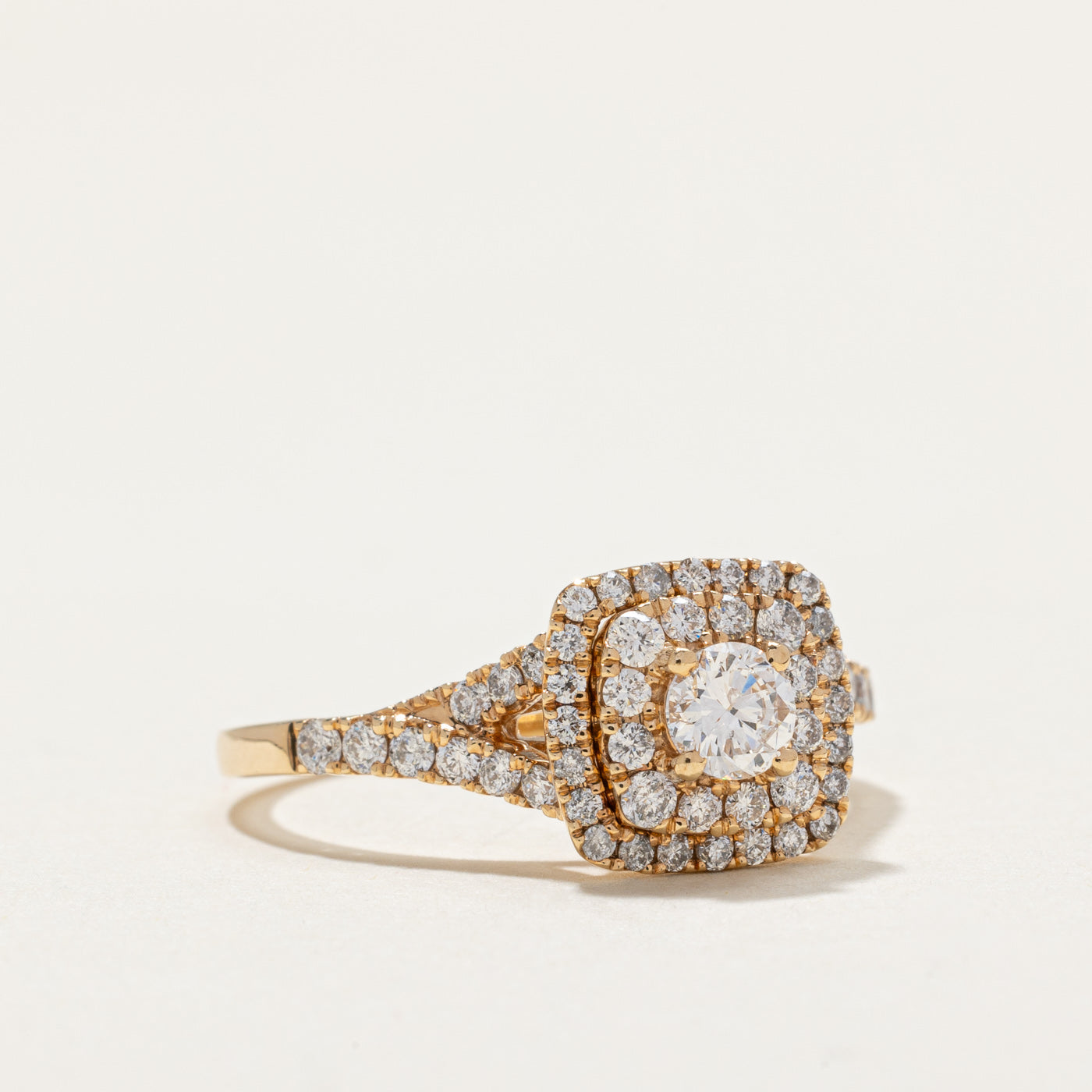 Diamond Double Halo Tapered Engagement Ring | 0.92ctw | SZ 8.5