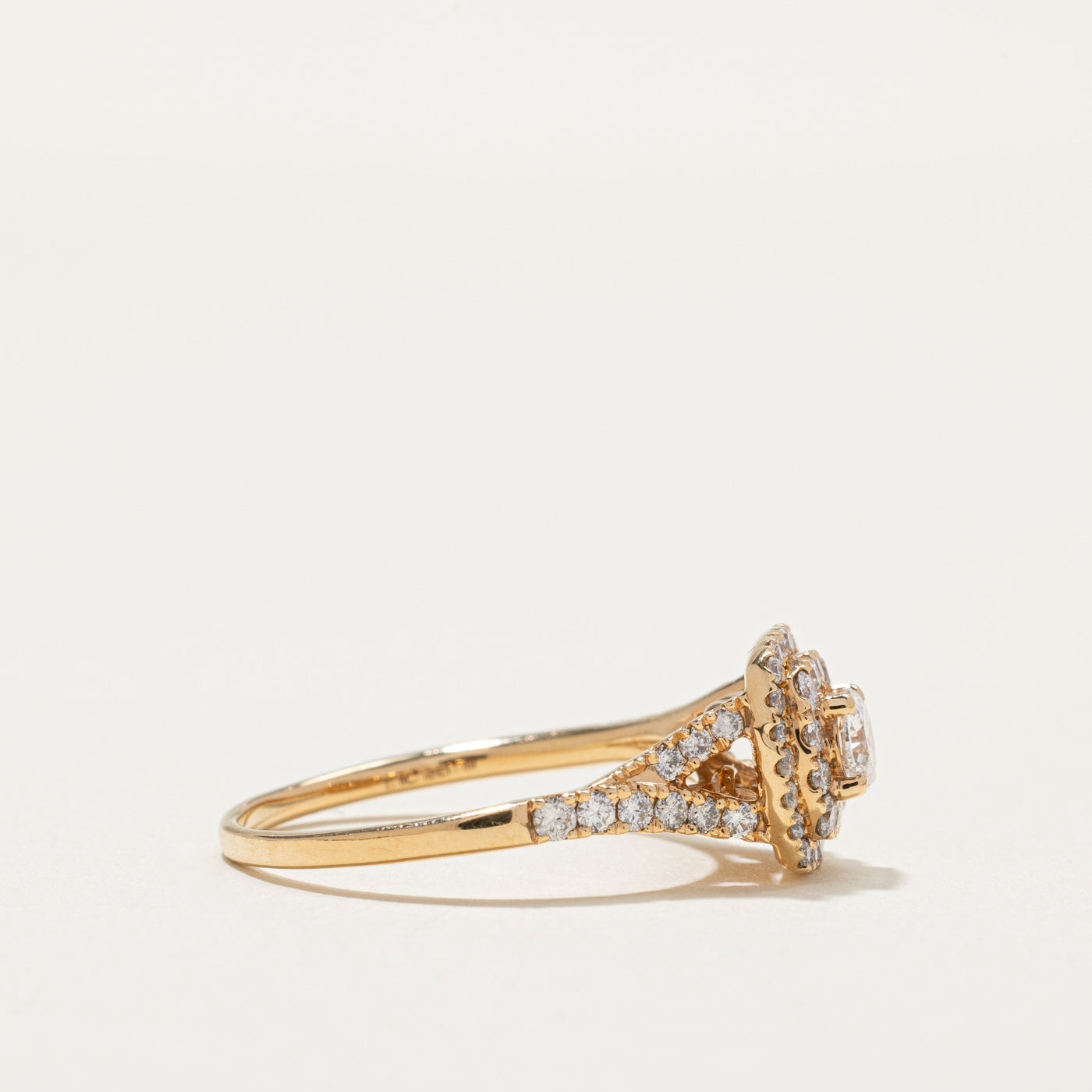 Diamond Double Halo Tapered Engagement Ring | 0.92ctw | SZ 8.5