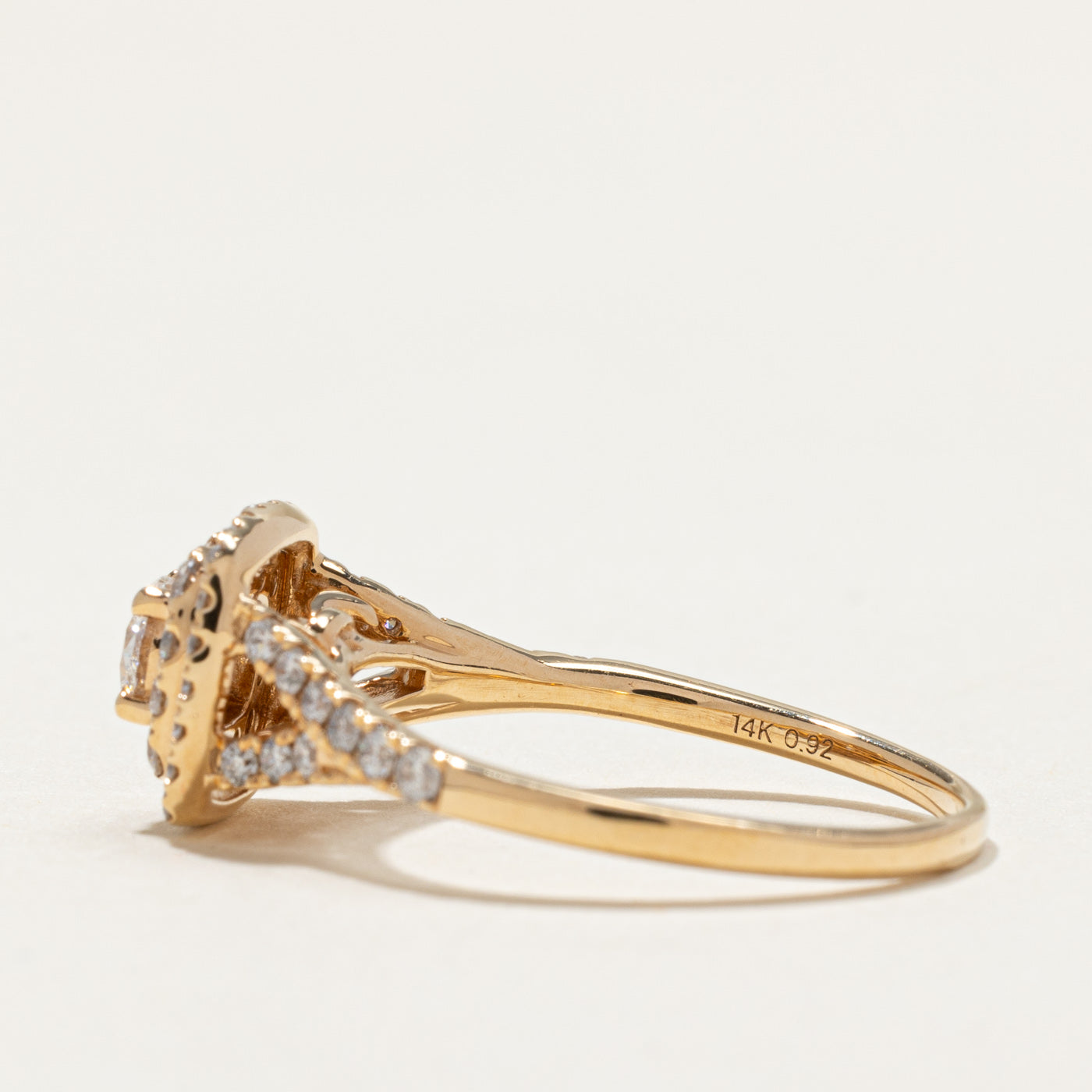 Diamond Double Halo Tapered Engagement Ring | 0.92ctw | SZ 8.5