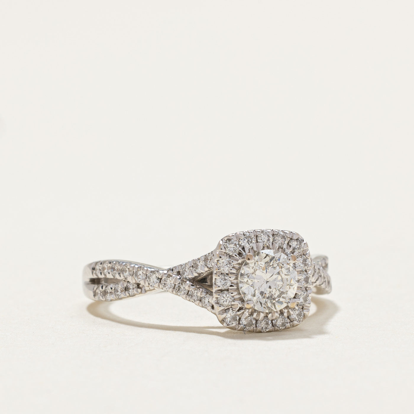 Diamond Halo Crossover Engagement Ring | 0.70ctw | SZ 5