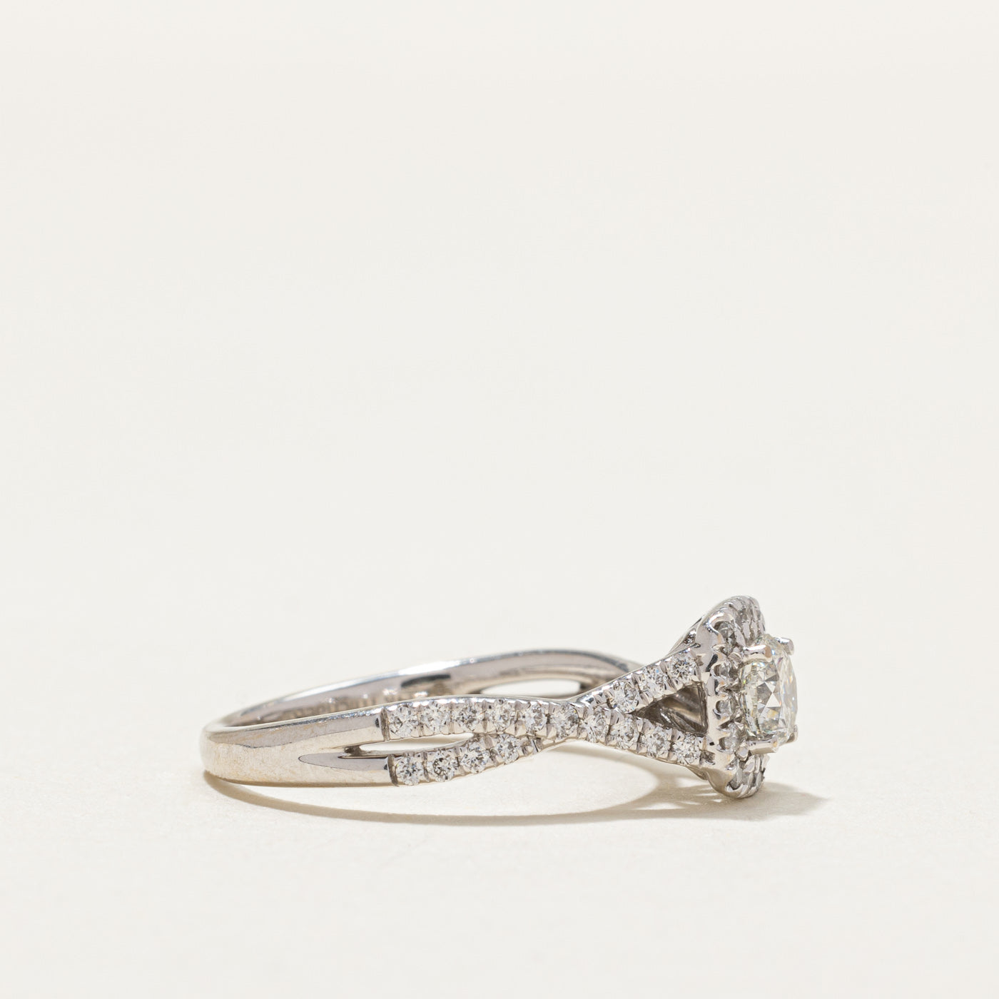 Diamond Halo Crossover Engagement Ring | 0.70ctw | SZ 5