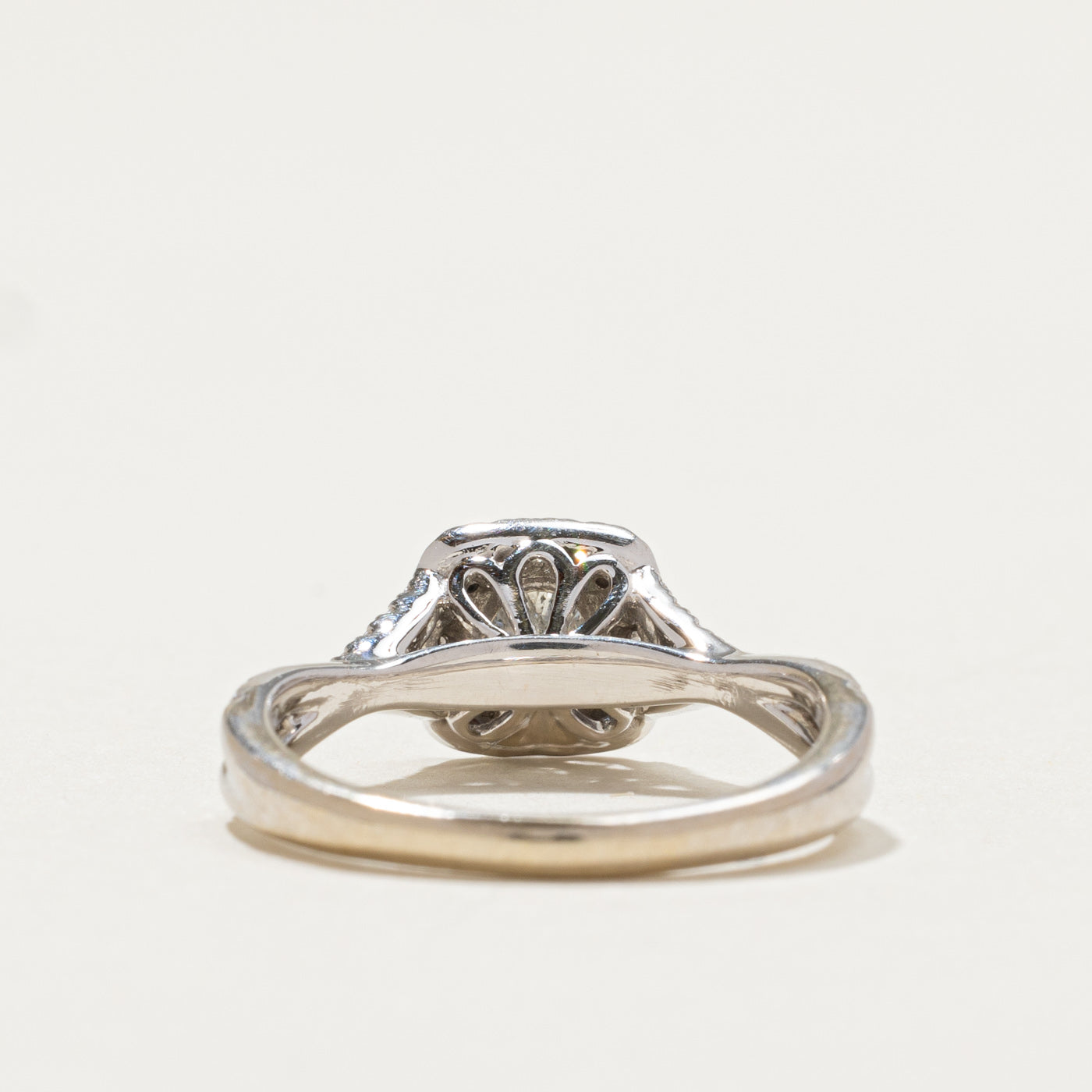 Diamond Halo Crossover Engagement Ring | 0.70ctw | SZ 5