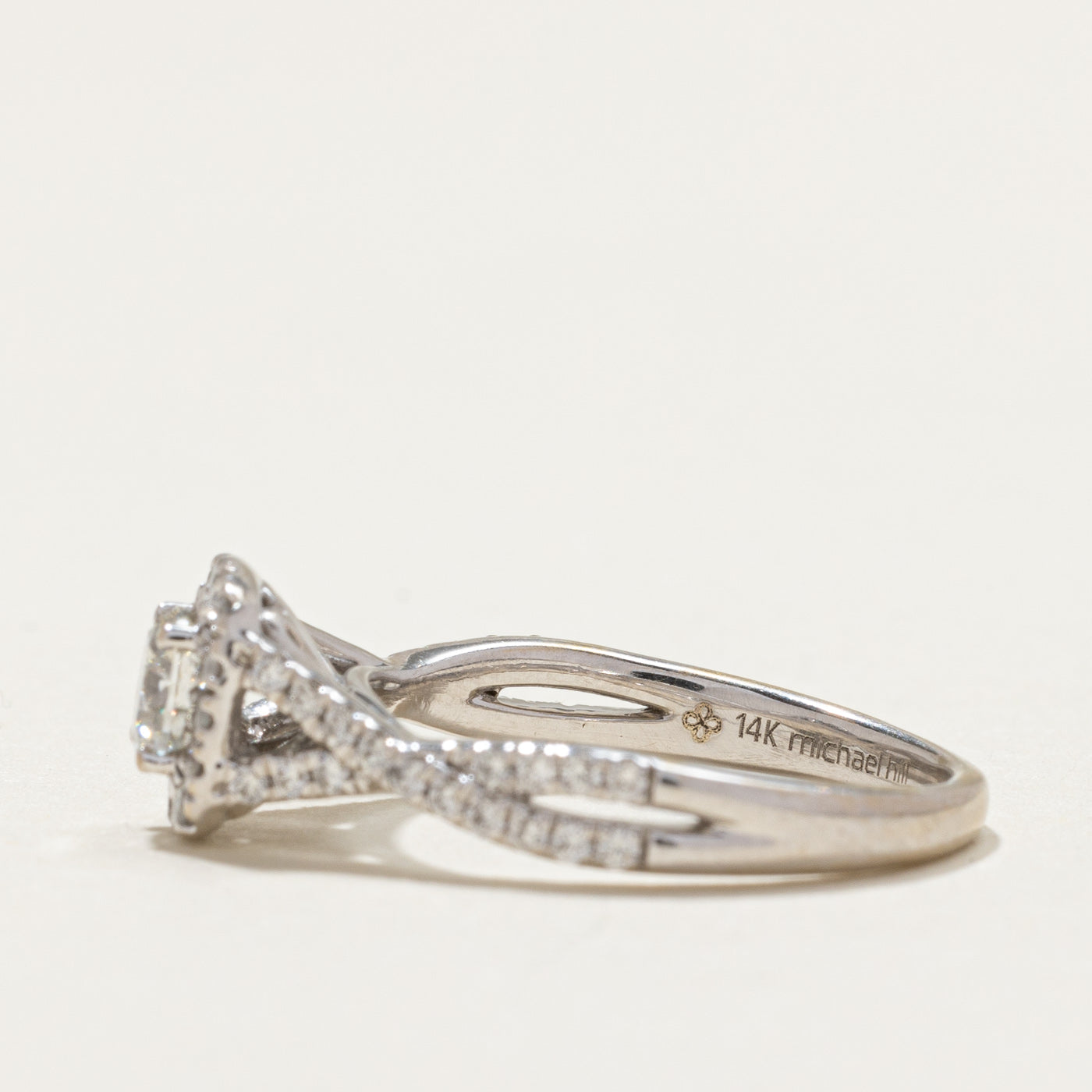 Diamond Halo Crossover Engagement Ring | 0.70ctw | SZ 5