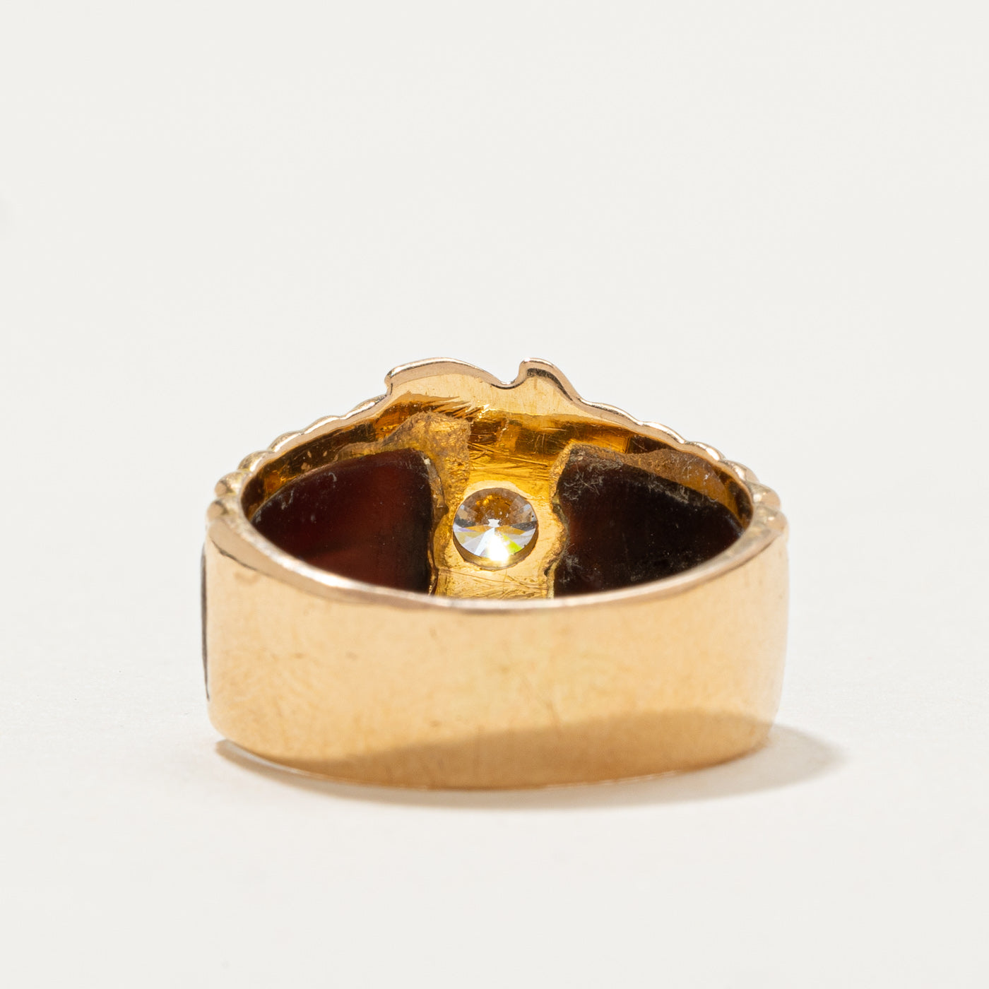 Bague sertie de diamants et incrustation de bois | 0,25 ct | Taille 3,75