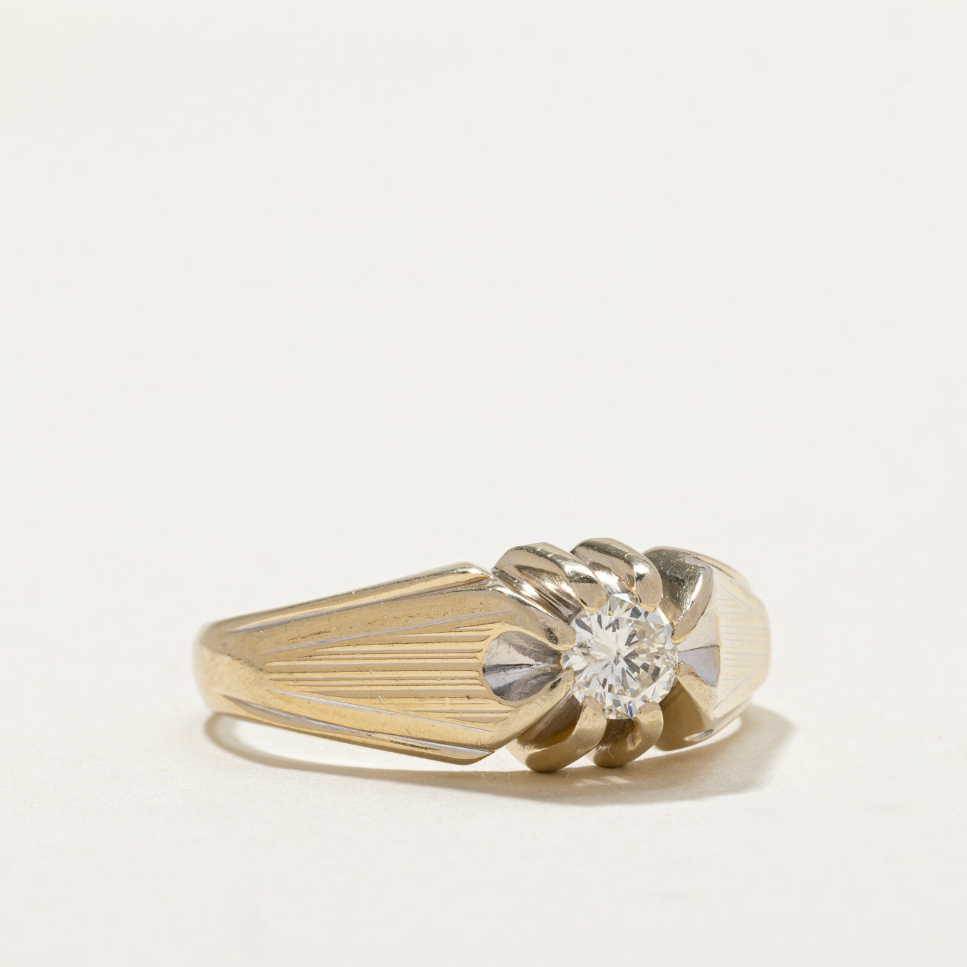 Belcher Set Diamond Textured Ring | 0.35ct | SZ 10