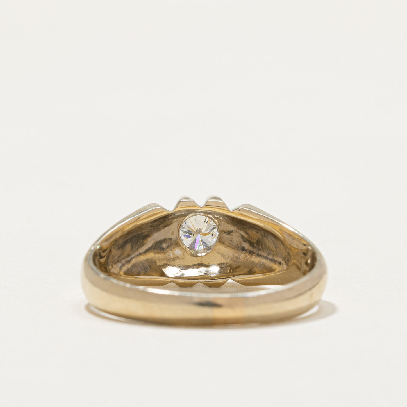 Belcher Set Diamond Textured Ring | 0.35ct | SZ 10