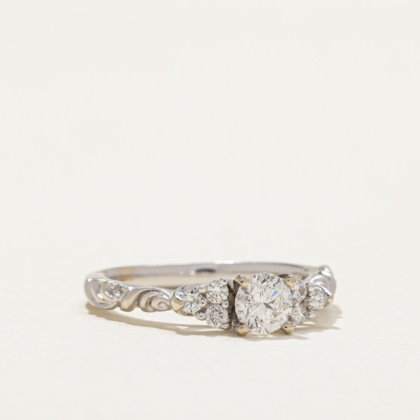 Diamond Textured Engagement Ring | 0.77ctw | SZ 7