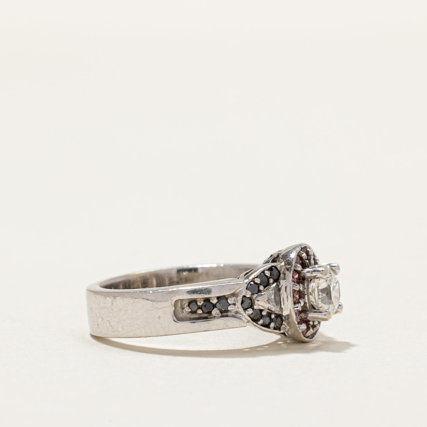 Multi Colour Diamond Halo Engagement Ring | 0.59ctw | SZ 5.5