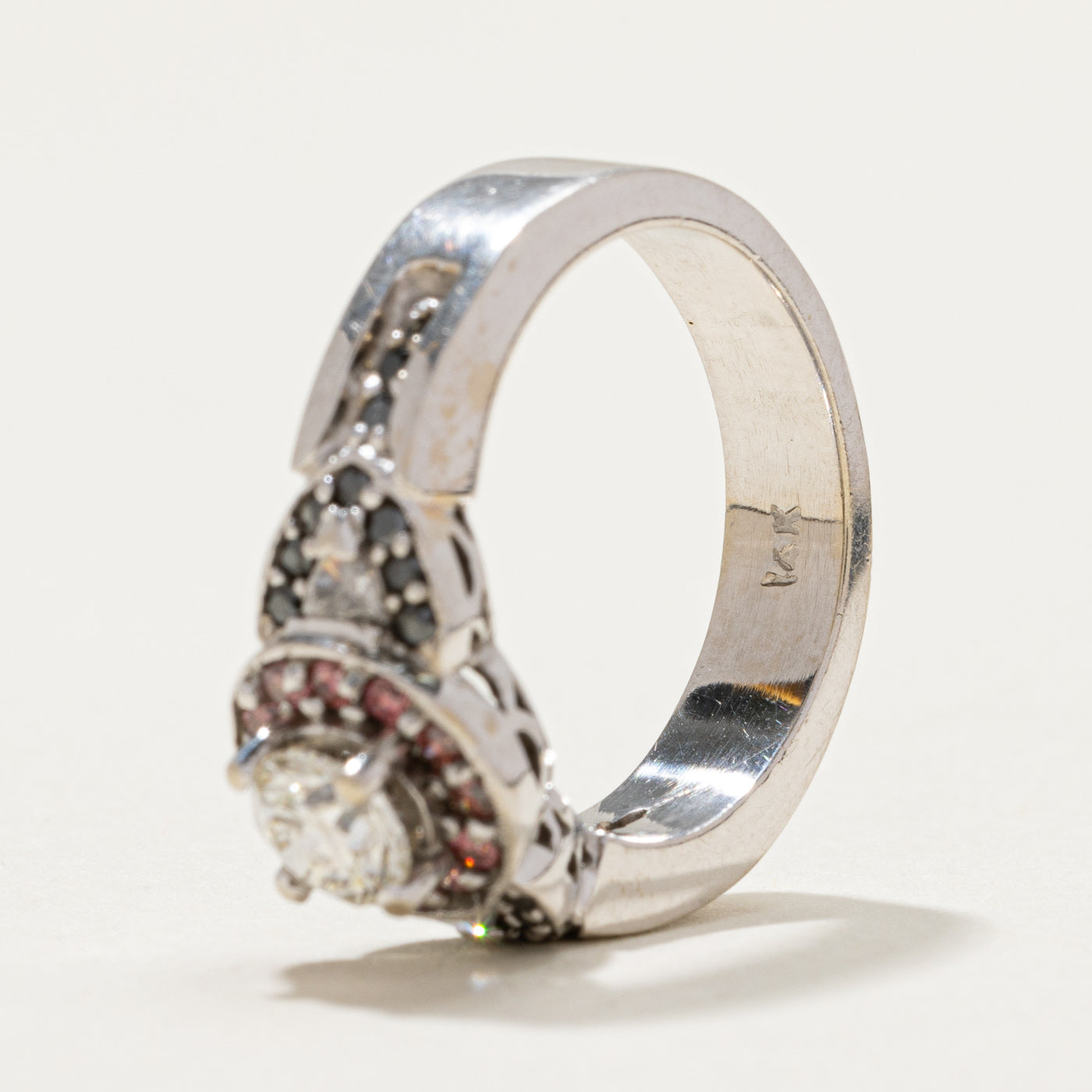 Multi Colour Diamond Halo Engagement Ring | 0.59ctw | SZ 5.5
