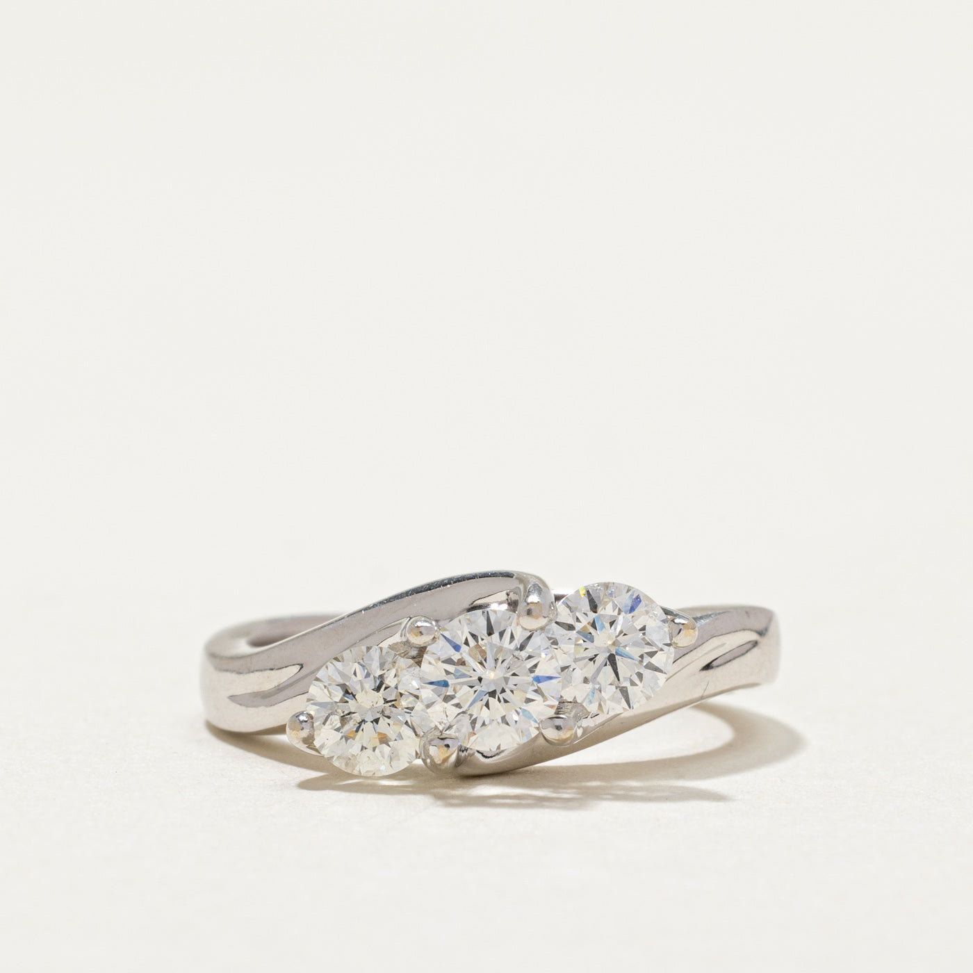 Diagonal Three Stone Diamond Bypass Ring | 1.06ctw | SZ 6