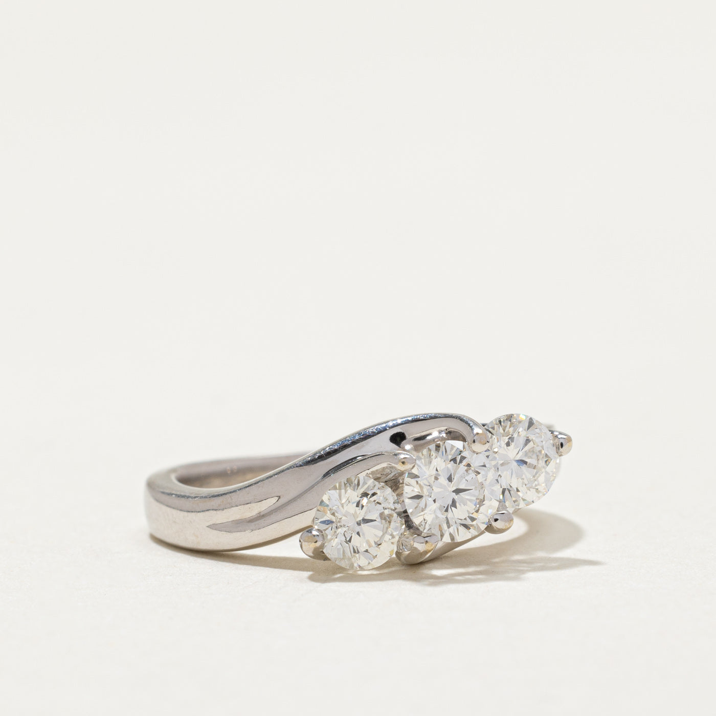 Diagonal Three Stone Diamond Bypass Ring | 1.06ctw | SZ 6