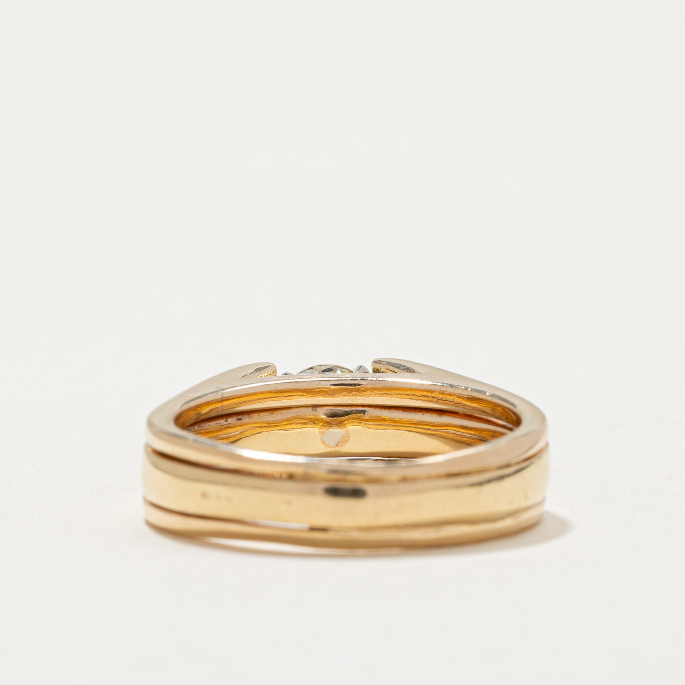Solitaire High Set Diamond Grooved Ring | 0.43ct | SZ 6.5