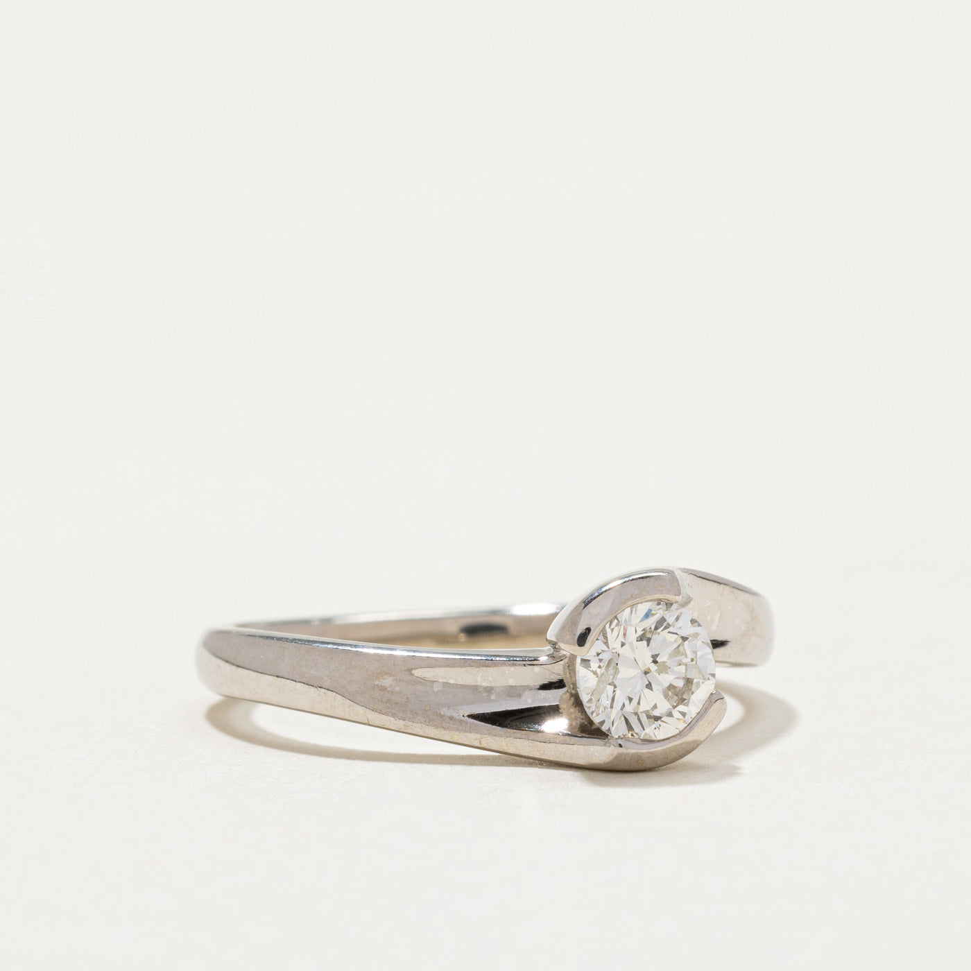 Semi Bezel Diamond Bypass Engagement Ring | 0.43ct | SZ 6.5