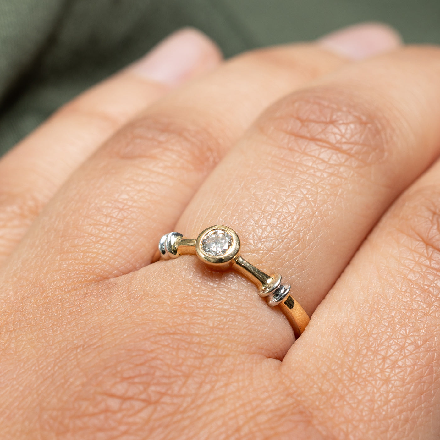 Bezel Set Diamond Grooved Ring | 0.20ct | SZ 8