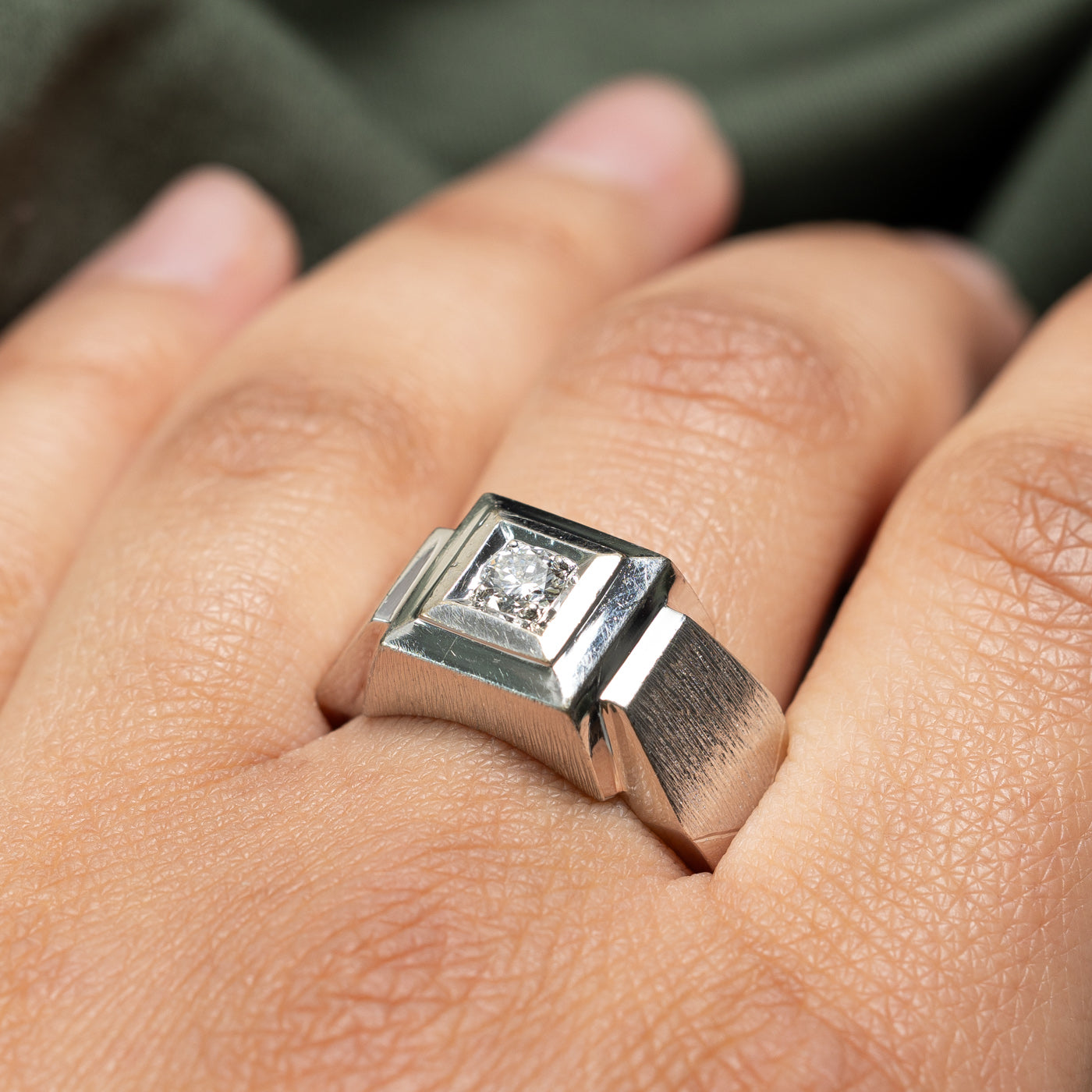 Solitaire Diamond Geometric Statement Ring | 0.28ct | SZ 10.75