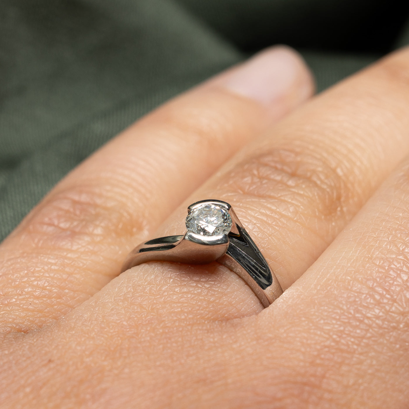 Semi Bezel Diamond Bypass Engagement Ring | 0.43ct | SZ 6.5