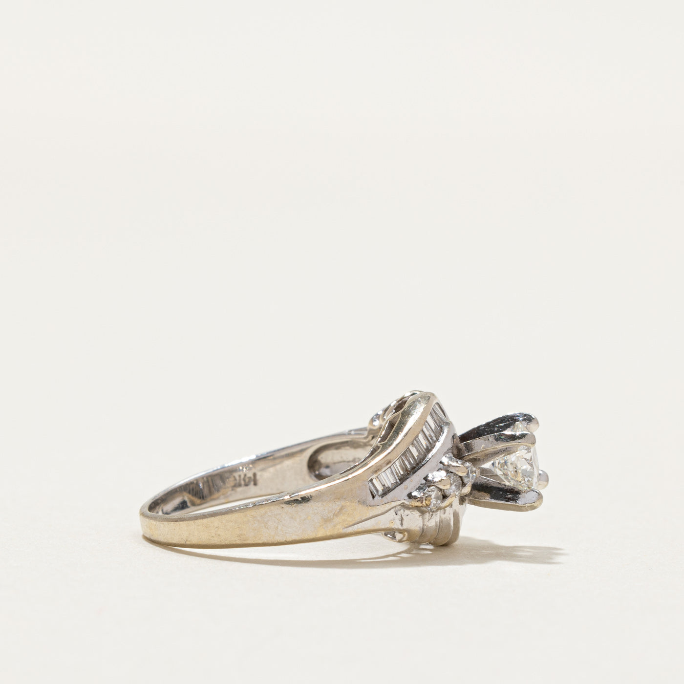 High Set Diamond Grooved Engagement Ring | 0.66ctw | SZ 5.25