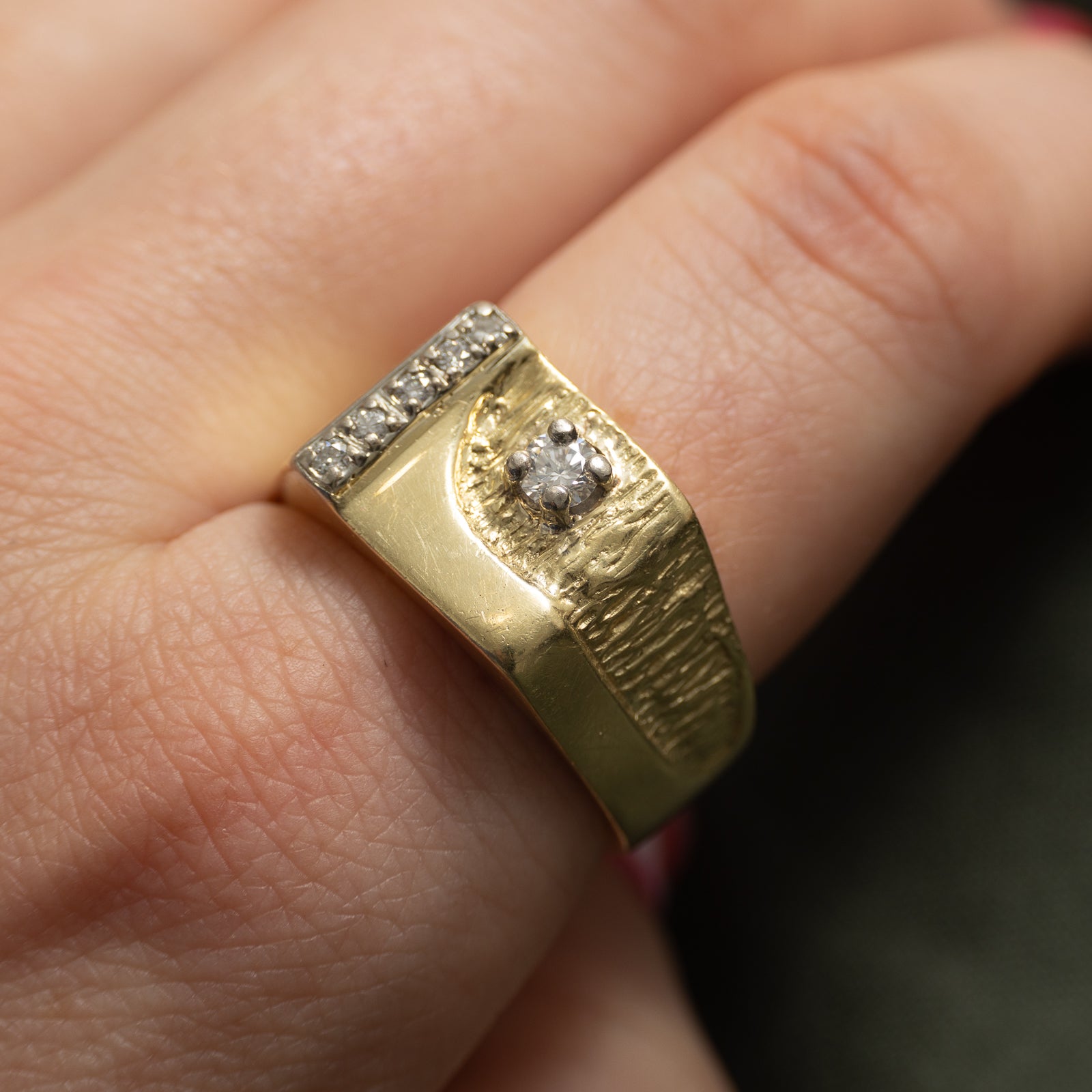 Diamond Textured Statement Ring | 0.24ct | SZ 10.5