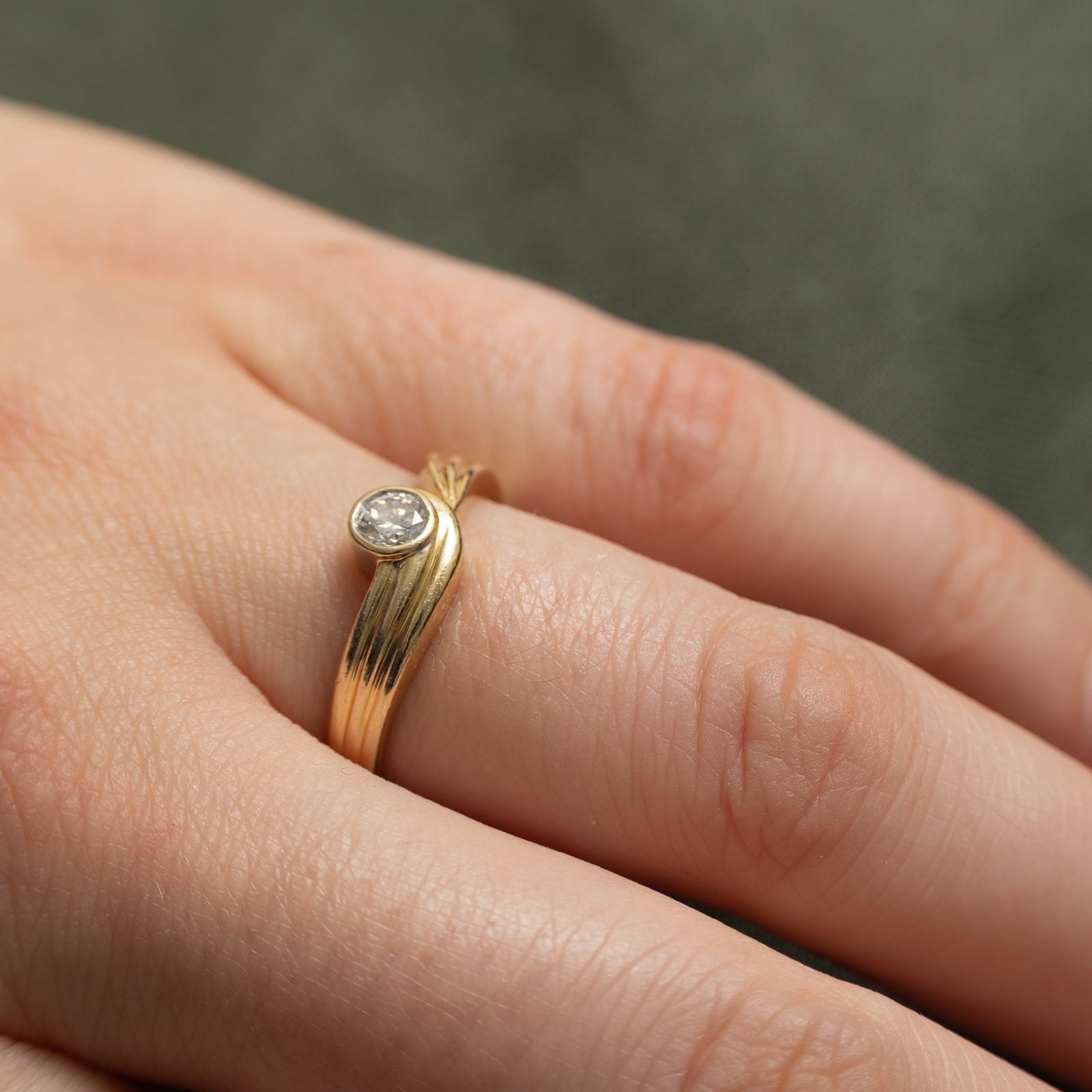 Bezel Set Diamond Grooved Ring | 0.26ct | SZ 6