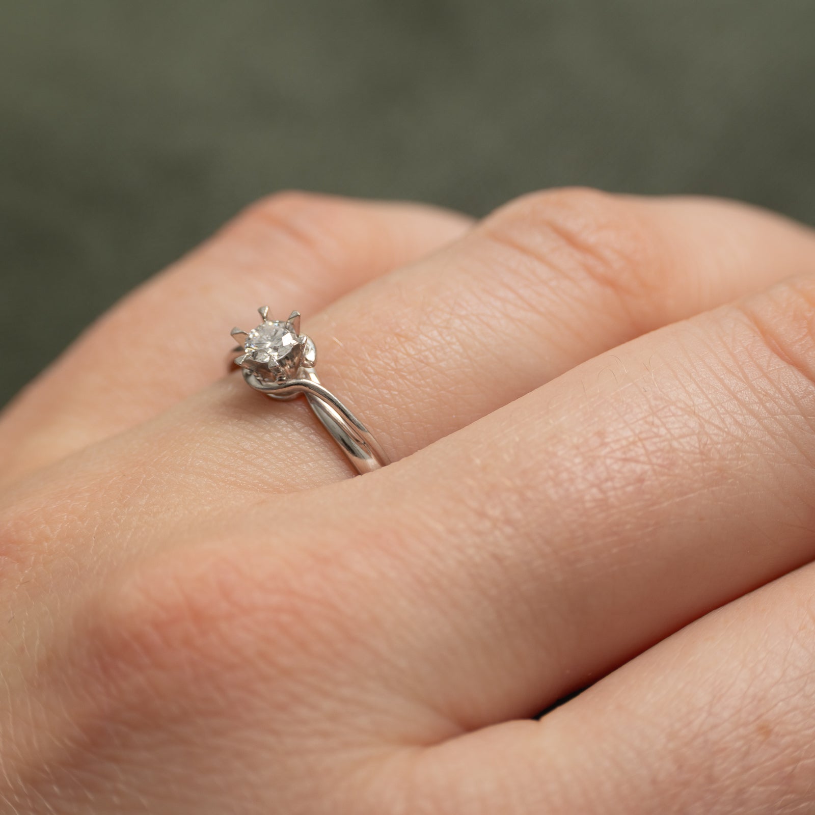 Solitaire Diamond Bypass Ring | 0.16ct | SZ 6