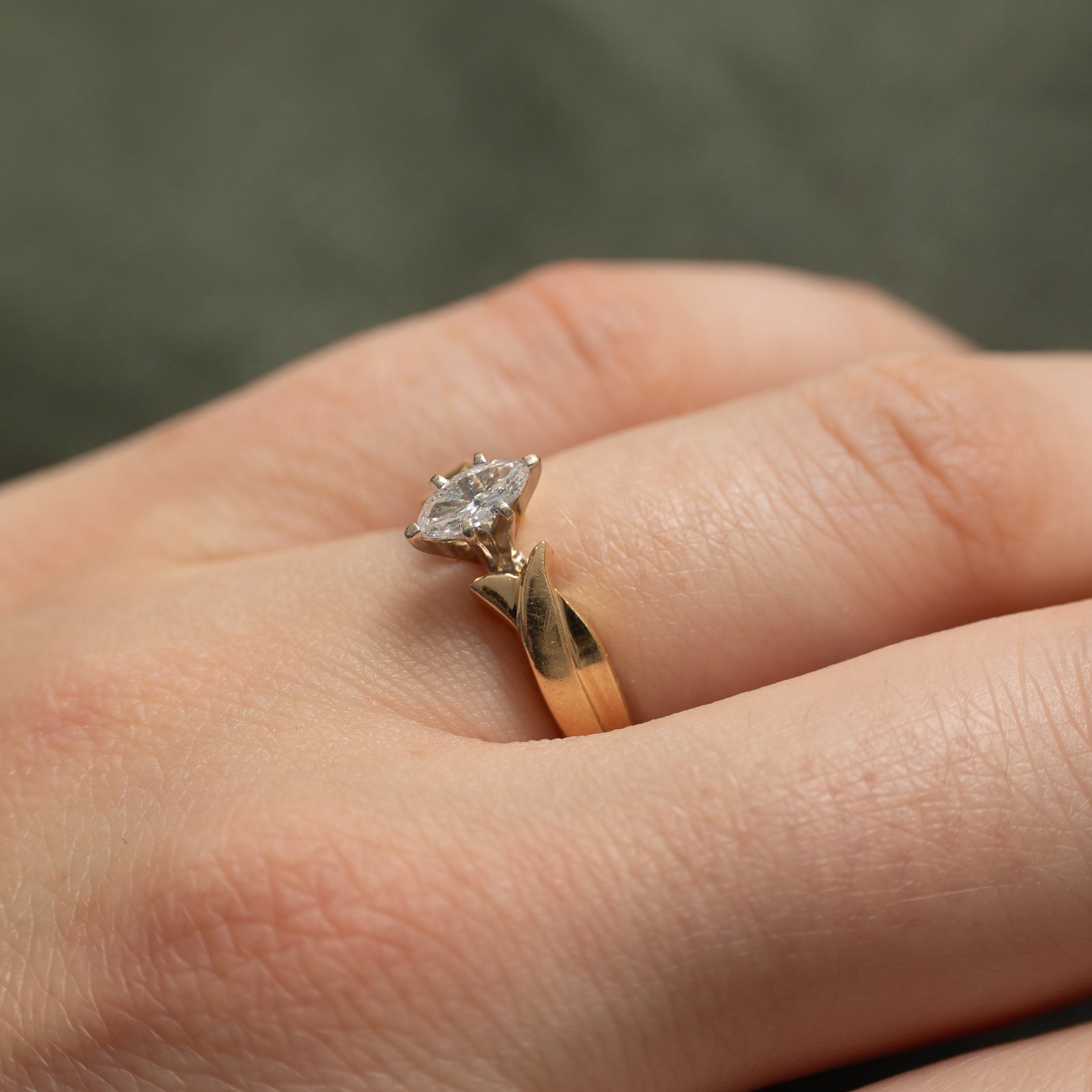 Marquise Cut Diamond Double Cross Over Ring | 0.25ct | SZ 5