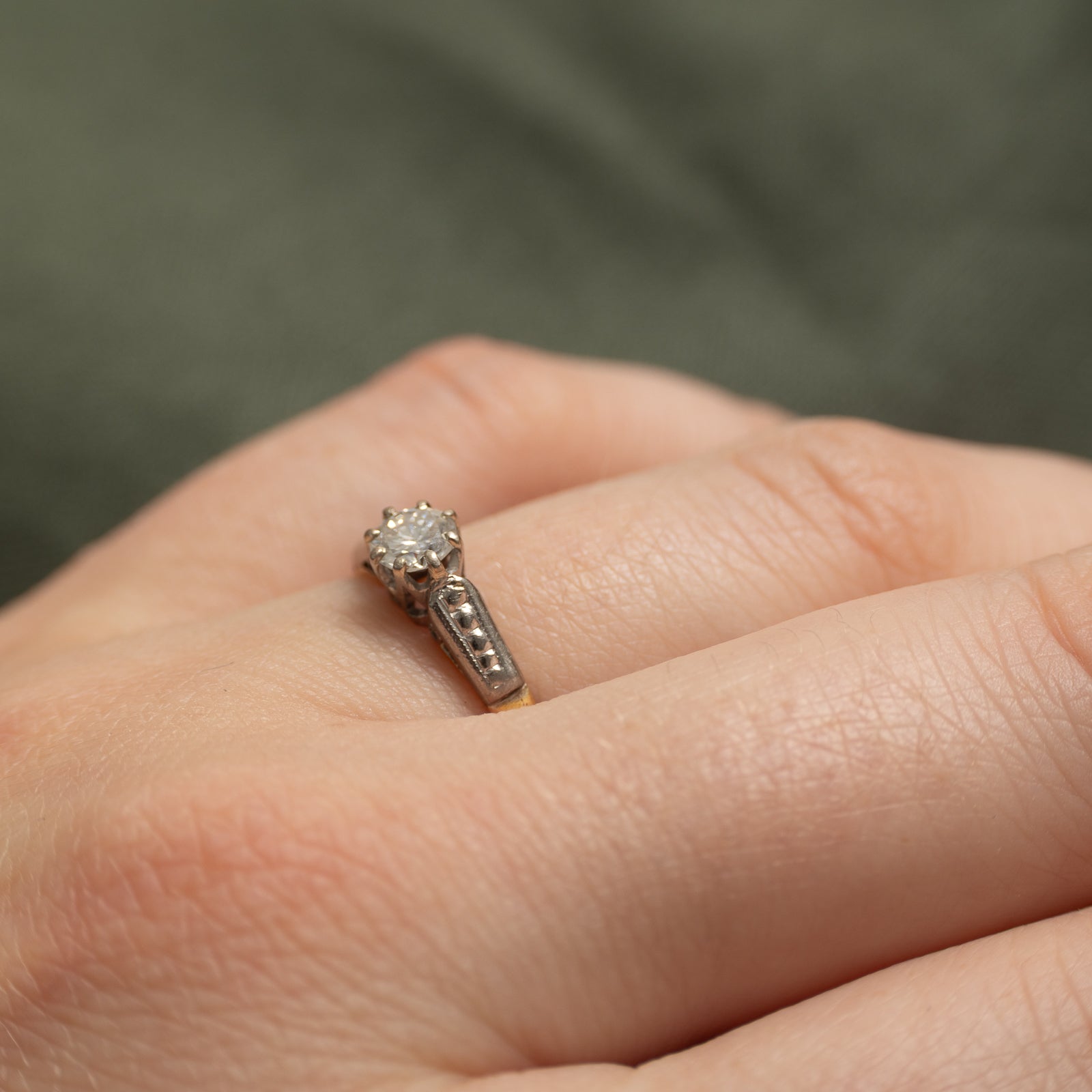 Two Tone Gold Solitaire Diamond Ring | 0.32ct | SZ 6