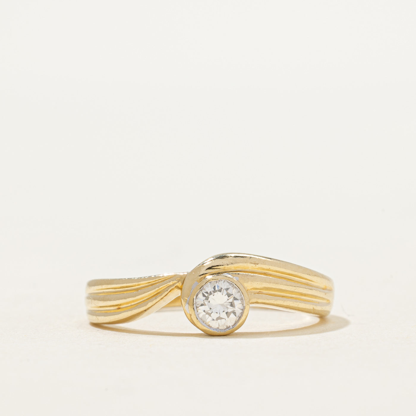 Bezel Set Diamond Grooved Ring | 0.26ct | SZ 6