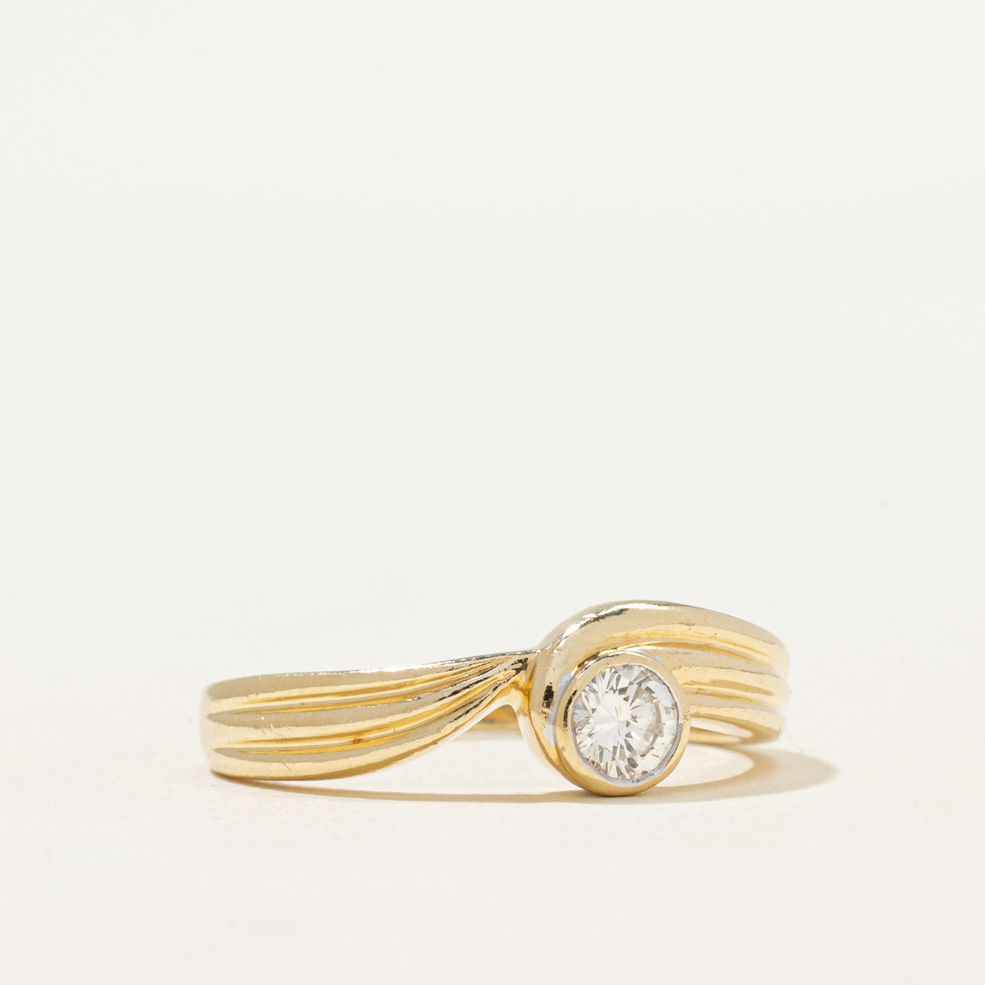 Bezel Set Diamond Grooved Ring | 0.26ct | SZ 6